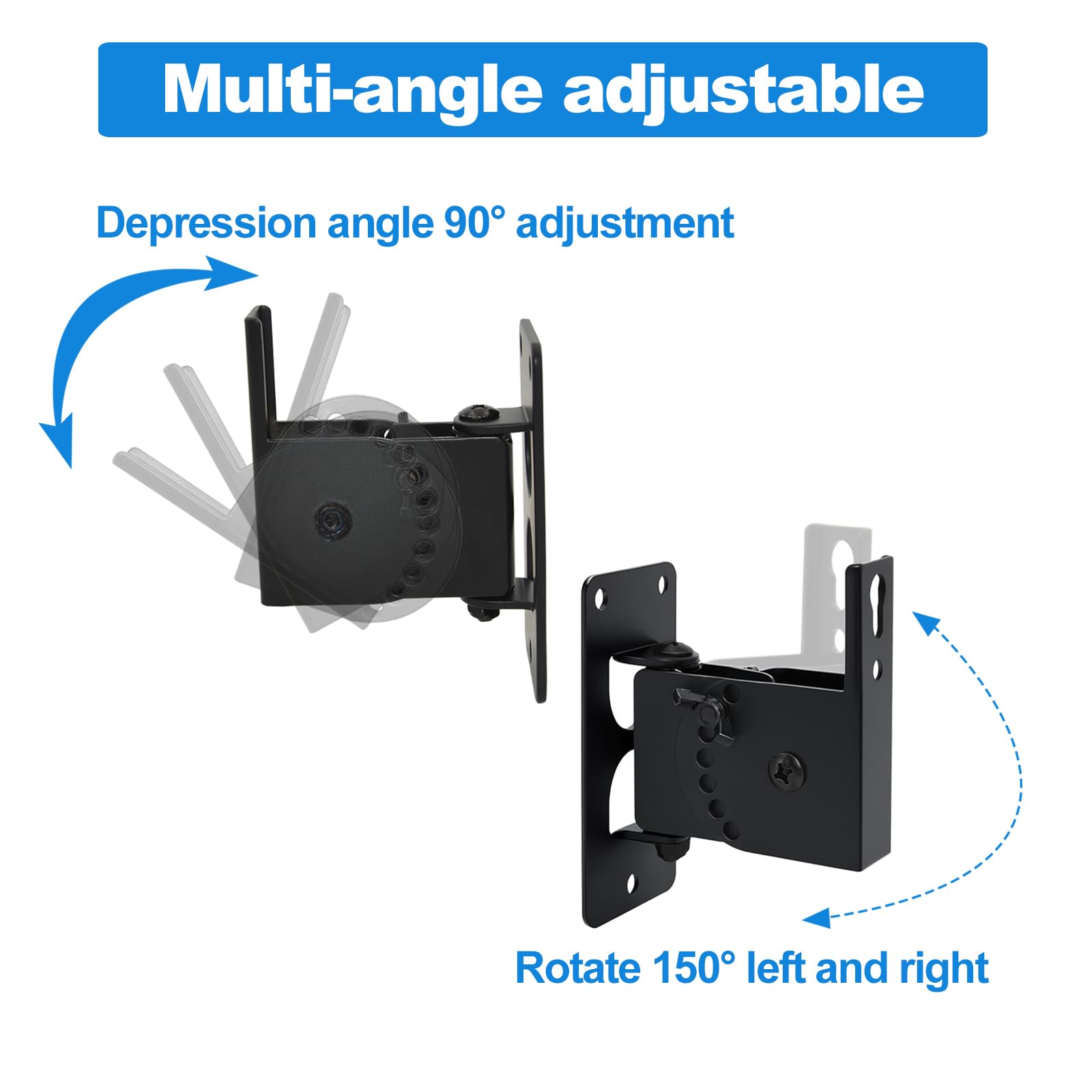 Heavy Duty All Metal Speaker Wall Mount Brackets - Swivel & Tilt for Small Speakers up to 30lbs (2 Pack, Black) - Perfect for Home Theater, Studio & Office Audio Setup