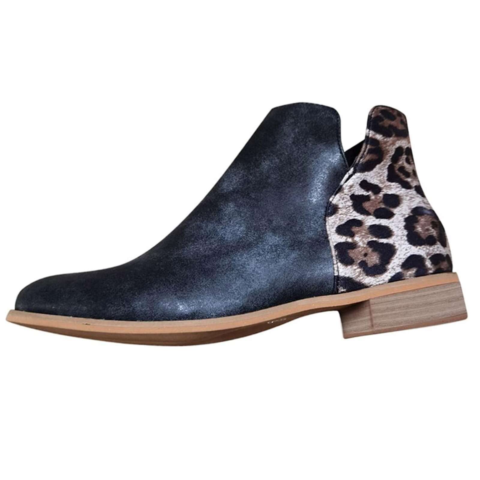 Lausiuoe Women's Ankle Booties - Low Heel Cut Out Western Boots with Chunky Block Heel | Slip On Casual & Dressy Shoes for Everyday Wear, Office & Night Out