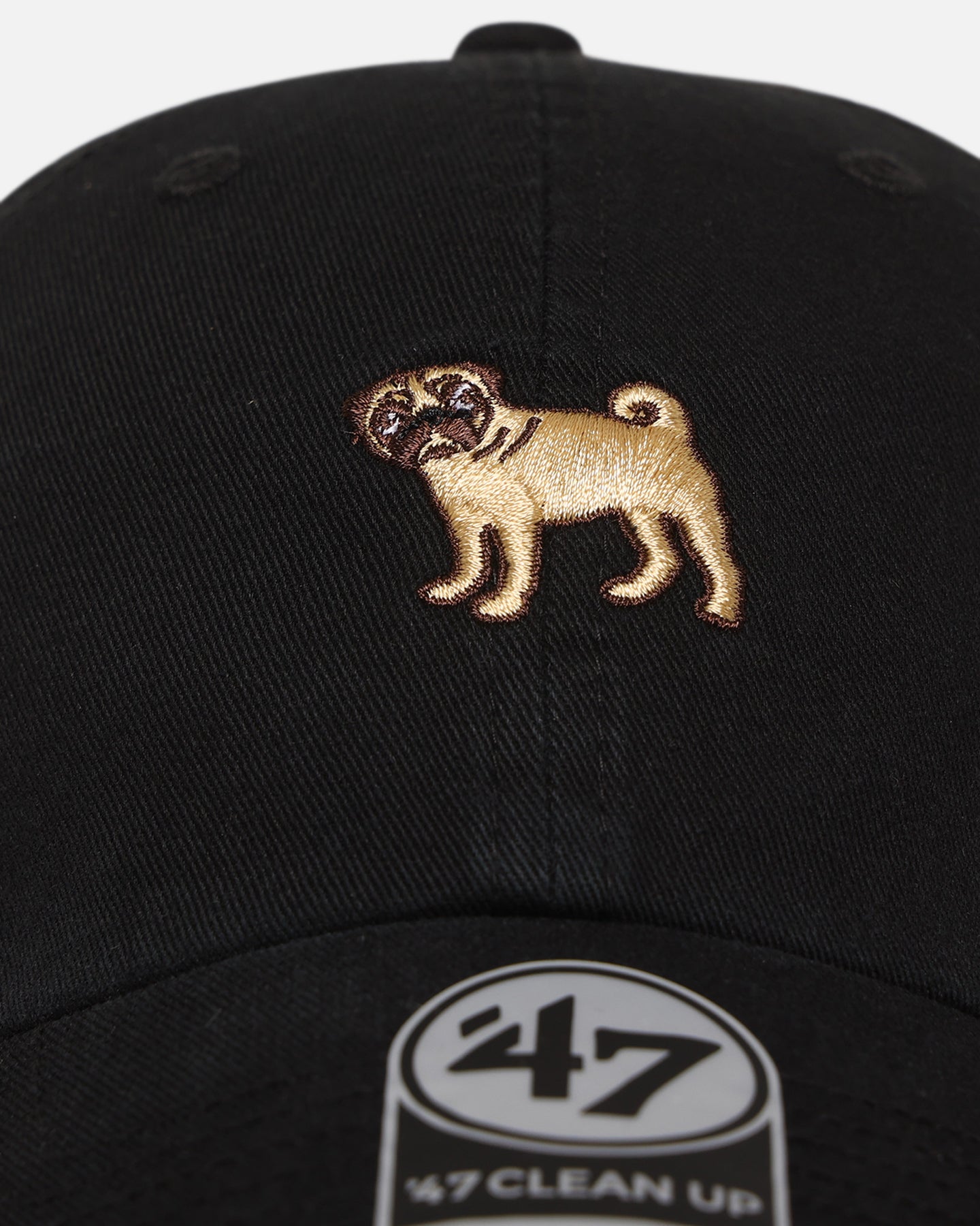 47 Brand Pug 'Dog Collection' Adjustable Strapback Hat - Black Baseball Cap for Dog Lovers - Perfect for Casual Wear, Outdoor Activities and Pet-Themed Fashion