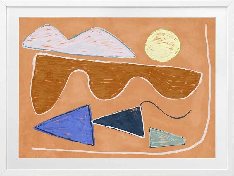 Desert Geo II Framed Wall Art Print - Modern Abstract Landscape Painting for Living Room, Bedroom & Office Decor