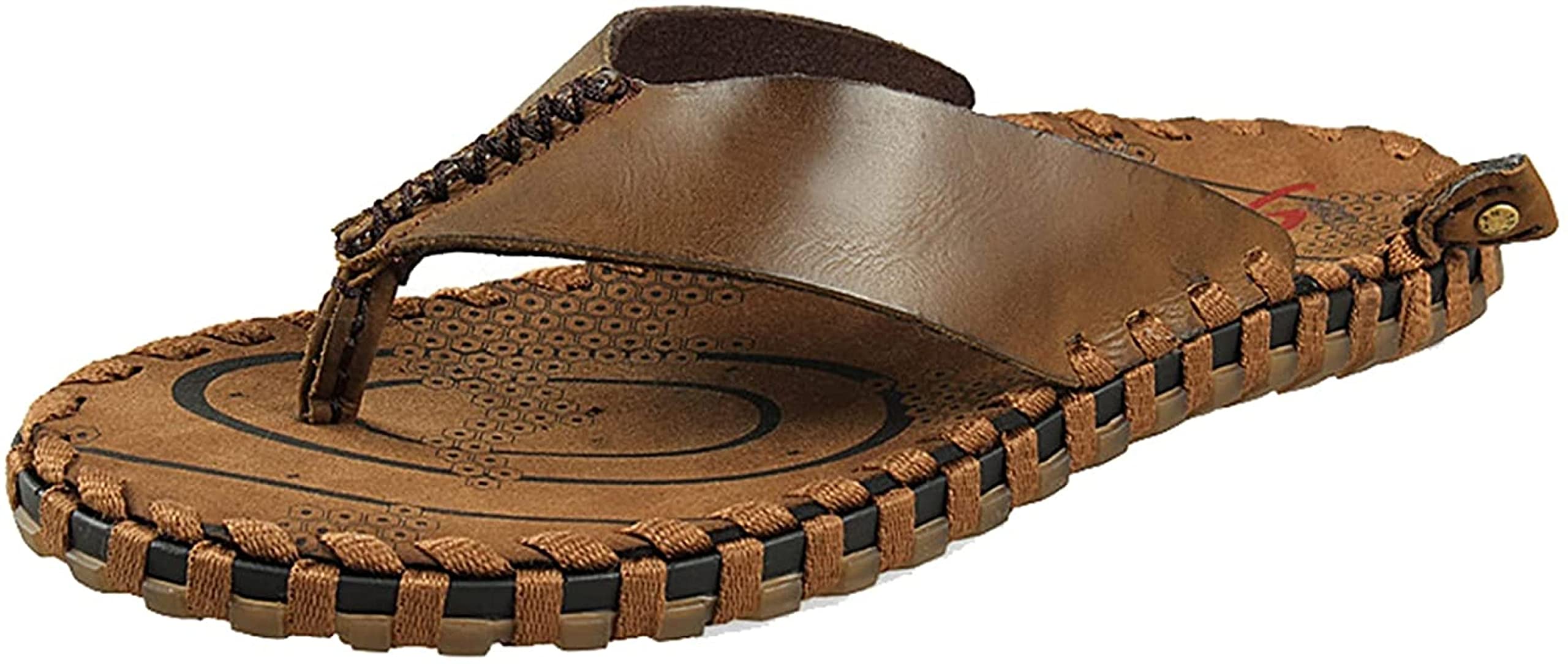 Samtiny Men's T-Shaped Leather Slippers - Handmade Comfortable Casual Flat Shoes for Spring & Summer | Perfect for Home, Beach & Outdoor Relaxation
