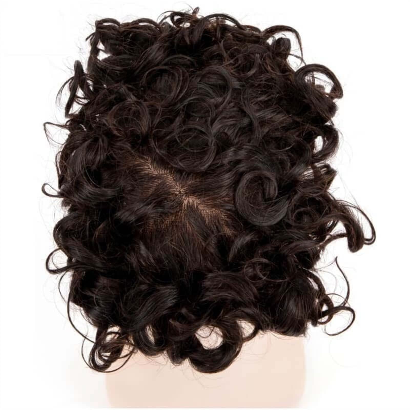 25mm Curly Toupee for Men - Fine Mono Hairpiece with 130% Density | #2 Indian Human Hair Replacement System | 7