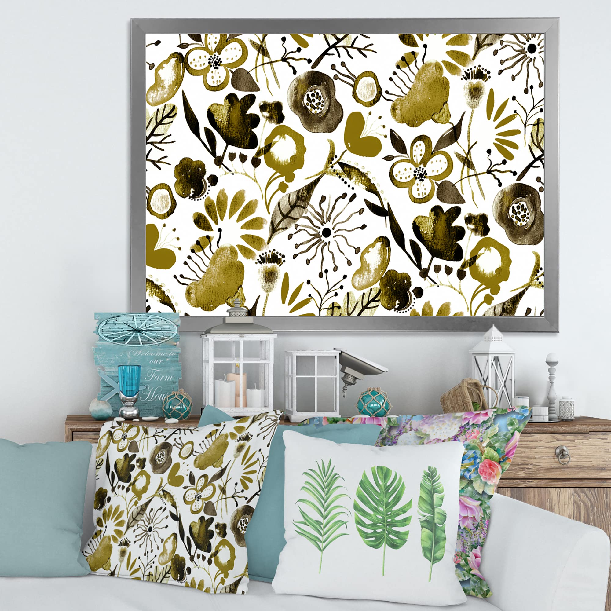 DesignQ Vibrant Wildflowers II Modern Framed Wall Art - Floral Home Decor for Living Room, Bedroom & Office