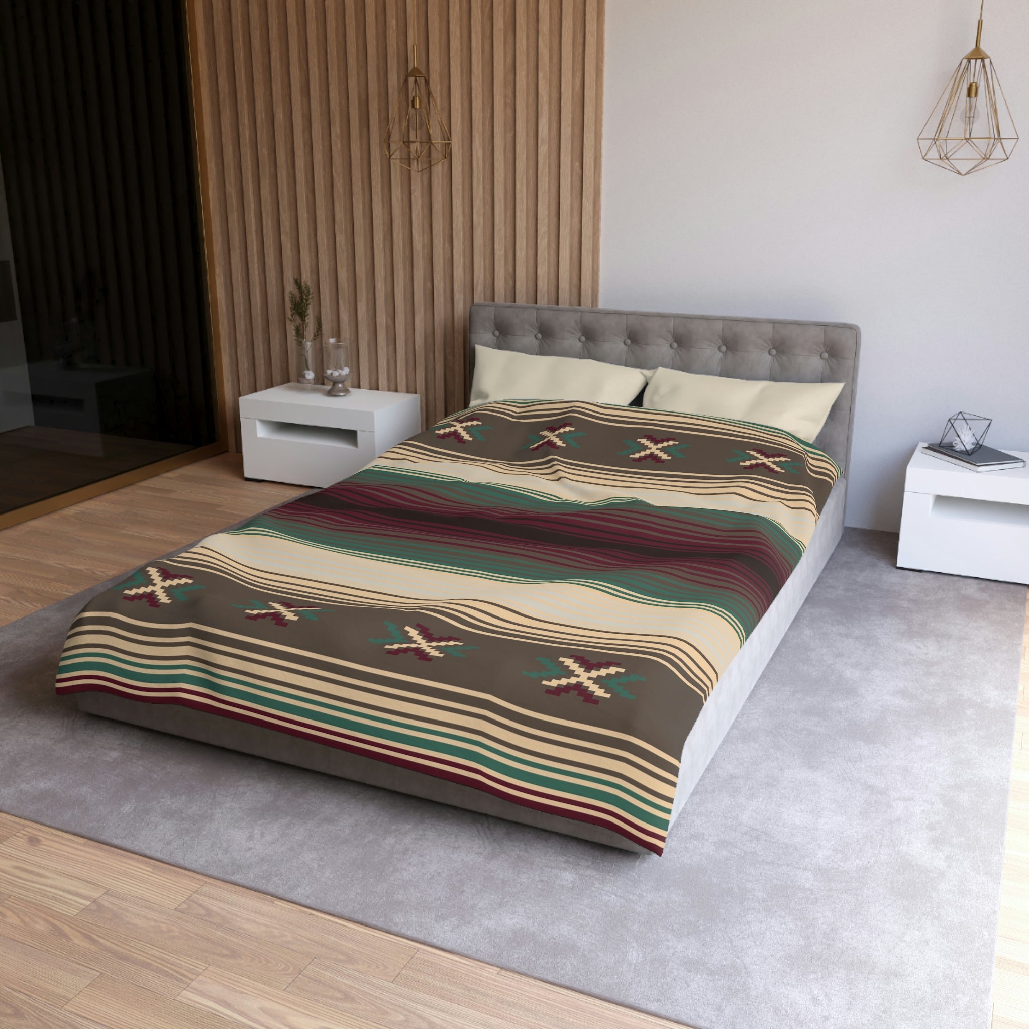 Southwestern Cross Trail Microfiber Duvet Cover - Rustic Cabin Decor Bedding Set for Cozy Cabin Retreats & Western-Themed Bedrooms