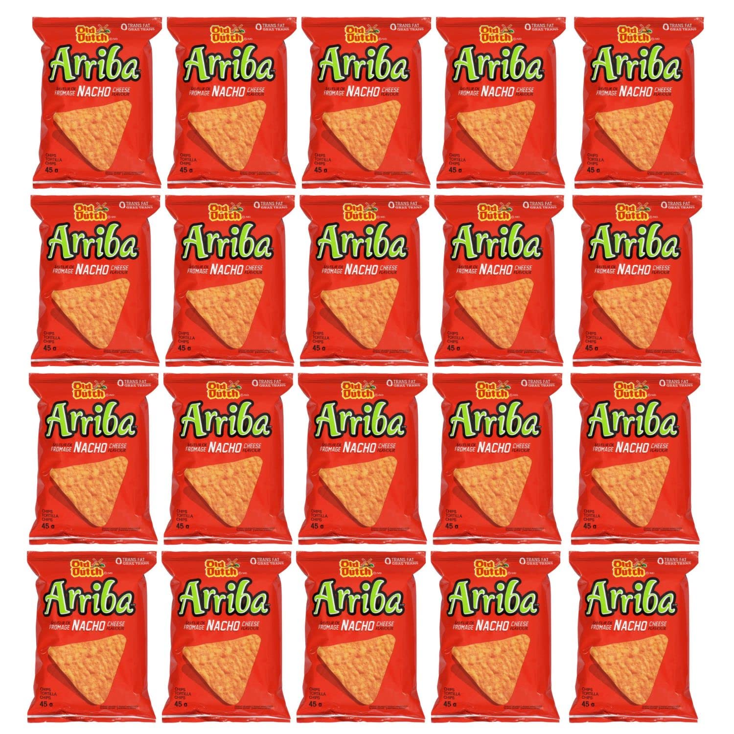 Old Dutch Arriba Nacho Cheese Tortilla Chips - 45g/1.6oz (Pack of 20) | Authentic Canadian Snack | Perfect for Parties, Movie Nights & Game Day Snacking