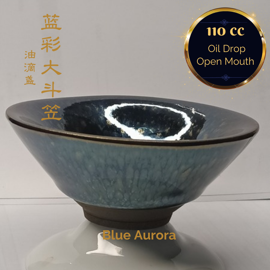 Premium Jianzhan (Tenmoku) Tea Bowls - Authentic Jian Ware Blue Aurora Glaze - Handcrafted Japanese-Style Tea Cup for Matcha Ceremony & Zen Meditation - Perfect Gift for Tea Lovers & Collectors