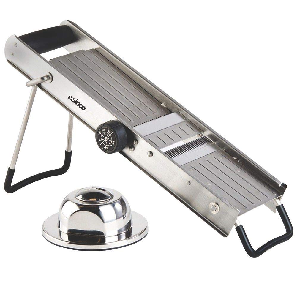 Winco MDL-18 Professional Mandoline Slicer Set - Stainless Steel Blade with 5 Adjustable Cutting Settings for Vegetables, Fruits & Cheese - Perfect for Home Cooking, Meal Prep & Restaurant Use