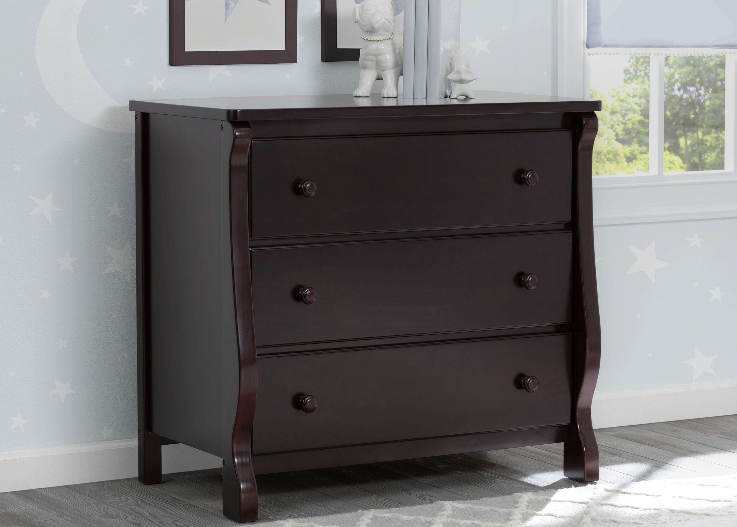 Universal 3 Drawer Dresser - Sturdy Wooden Chest of Drawers for Bedroom, Living Room & Office Storage - Perfect for Organizing Clothes, Accessories & Home Essentials