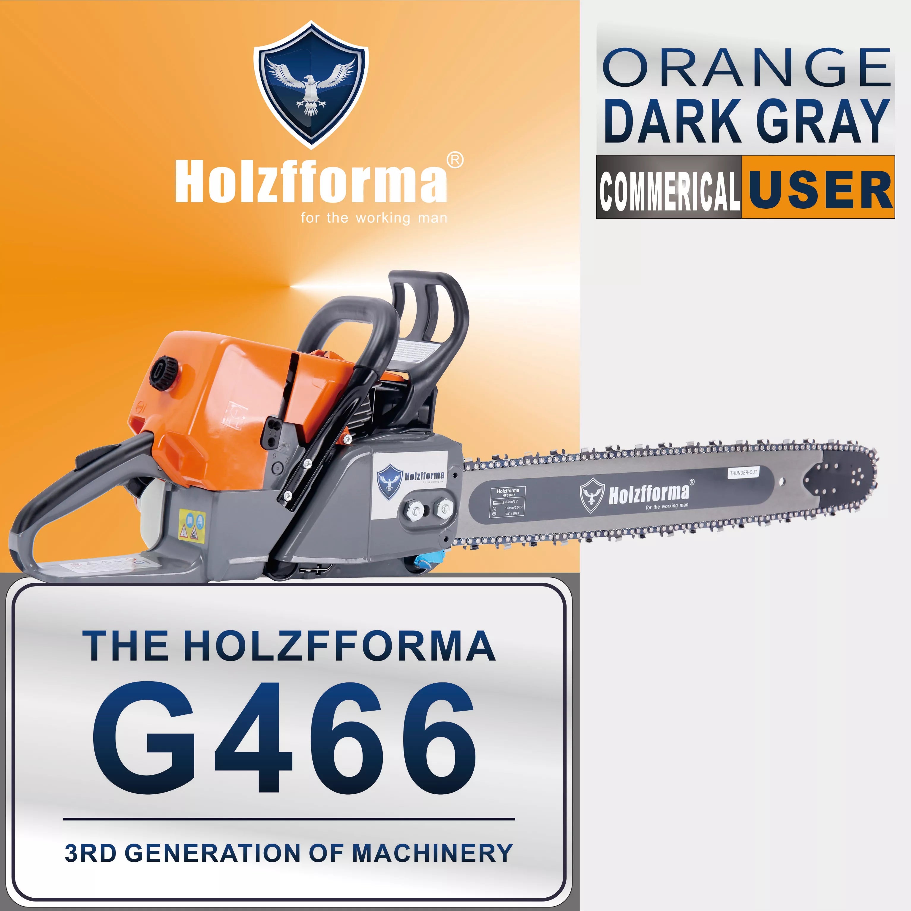 Holzfforma® 76.5cc G466 Gasoline Chainsaw Power Head (Compatible with MS460/046) - Orange & Dark Gray - No Guide Bar & Chain Included - Perfect for Tree Cutting, Logging, and Woodworking Projects