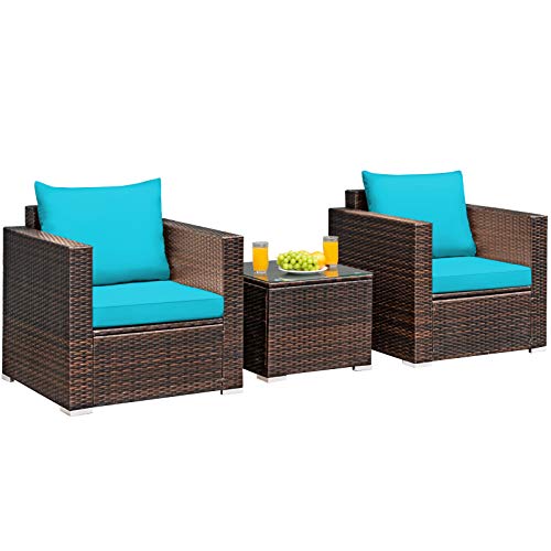 Mix Brown Rattan With Turquoise Cushion
