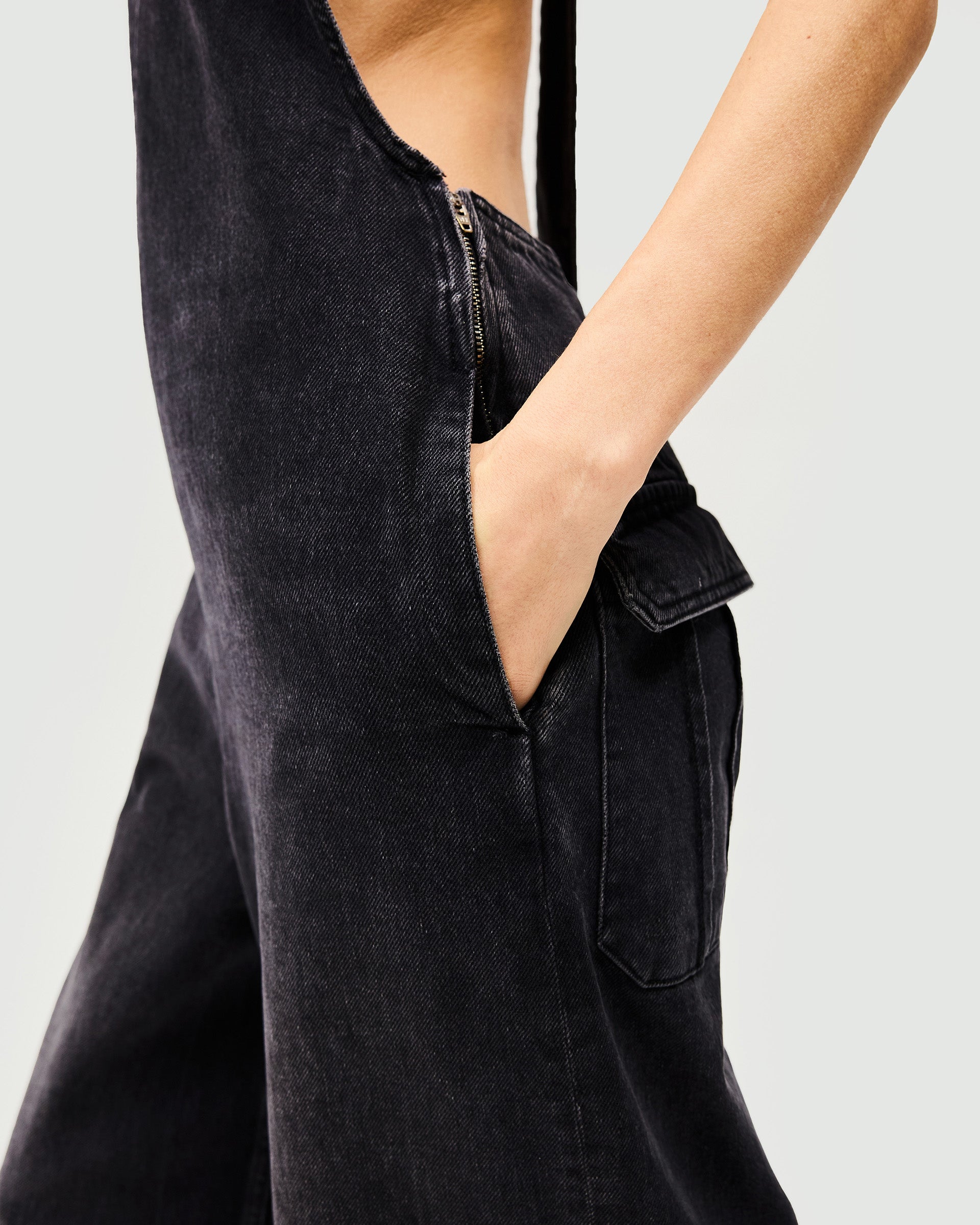 Voltage Denim Jumpsuit for Women - Washed Black Distressed Overalls, High Waisted Fashion Jumpsuit with Pockets | Perfect for Casual Outings, Streetwear Style & Night Out Looks