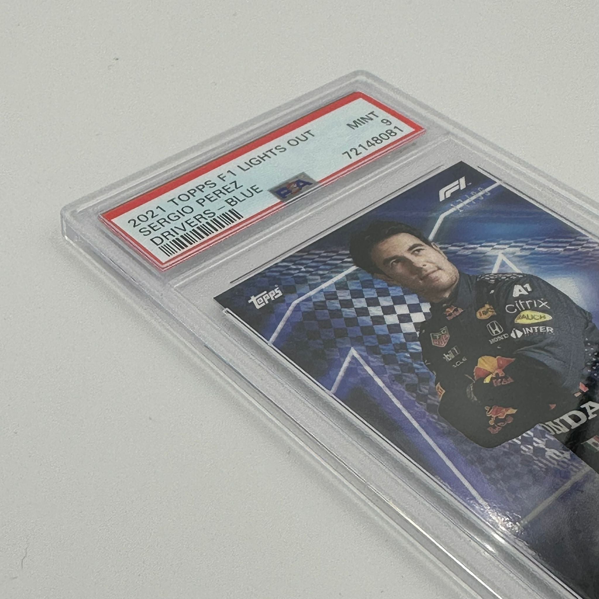 PSA 9 Graded 17/99 Sergio Perez Blue Parallel Racing Card - Perfect for Collectors, Fans, and Sports Memorabilia Displays