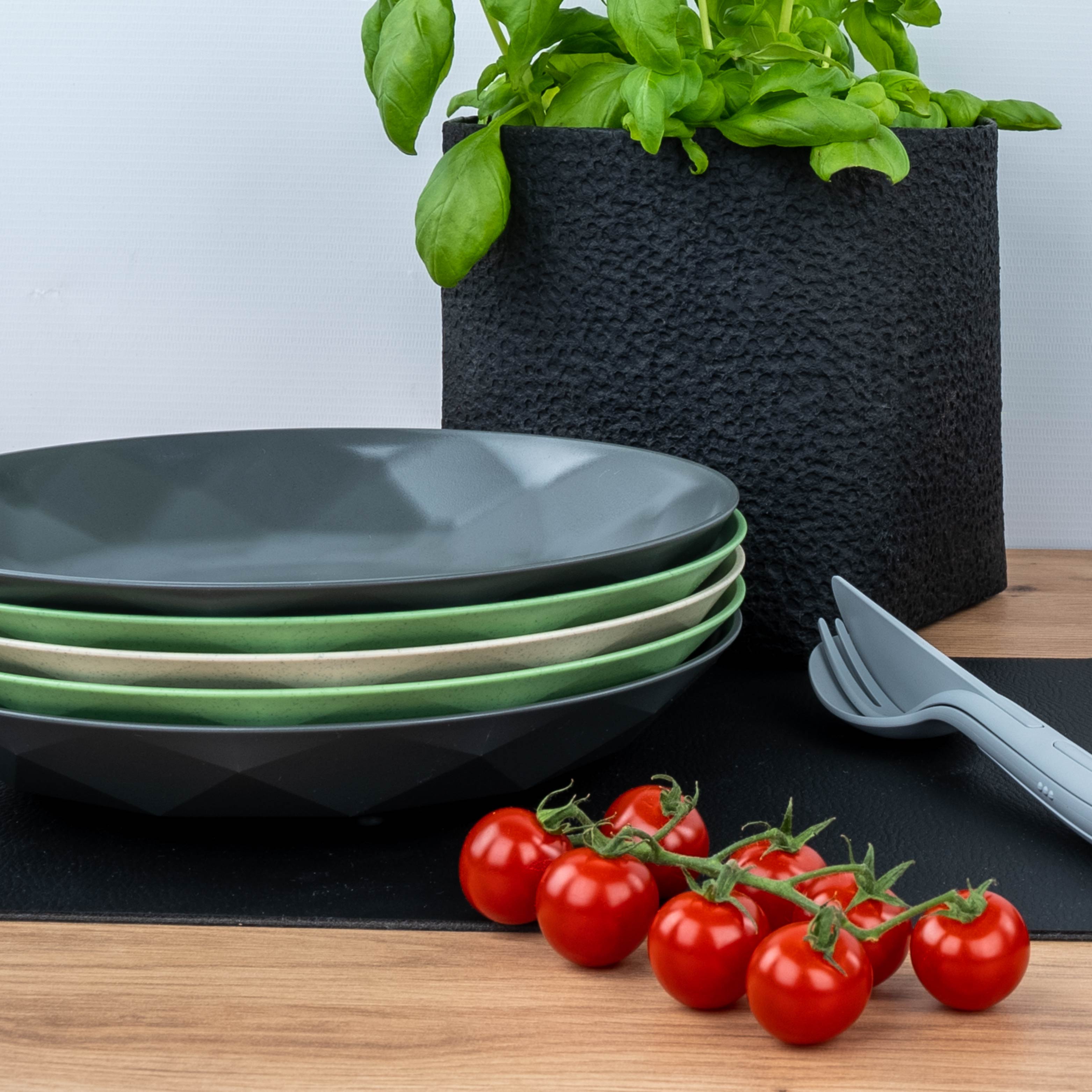 Eco-Friendly Plastic Plates with Magnet - 24 cm Green Dinnerware for Picnics, Camping & Outdoor Dining