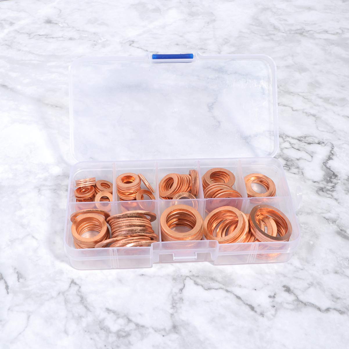 140pcs Sealing Ring Flat Washer Copper Washer Kit - Durable Plumbing & Automotive Gasket Set for Leak Repair, Pipe Fittings, and Engine Maintenance