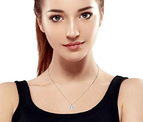 Modern Geometric Swirl Open Circle Pendant Necklace & Square Basket Weave Stud Earrings Set for Women - .925 Sterling Silver Jewelry - Perfect for Casual Wear, Office & Special Occasions