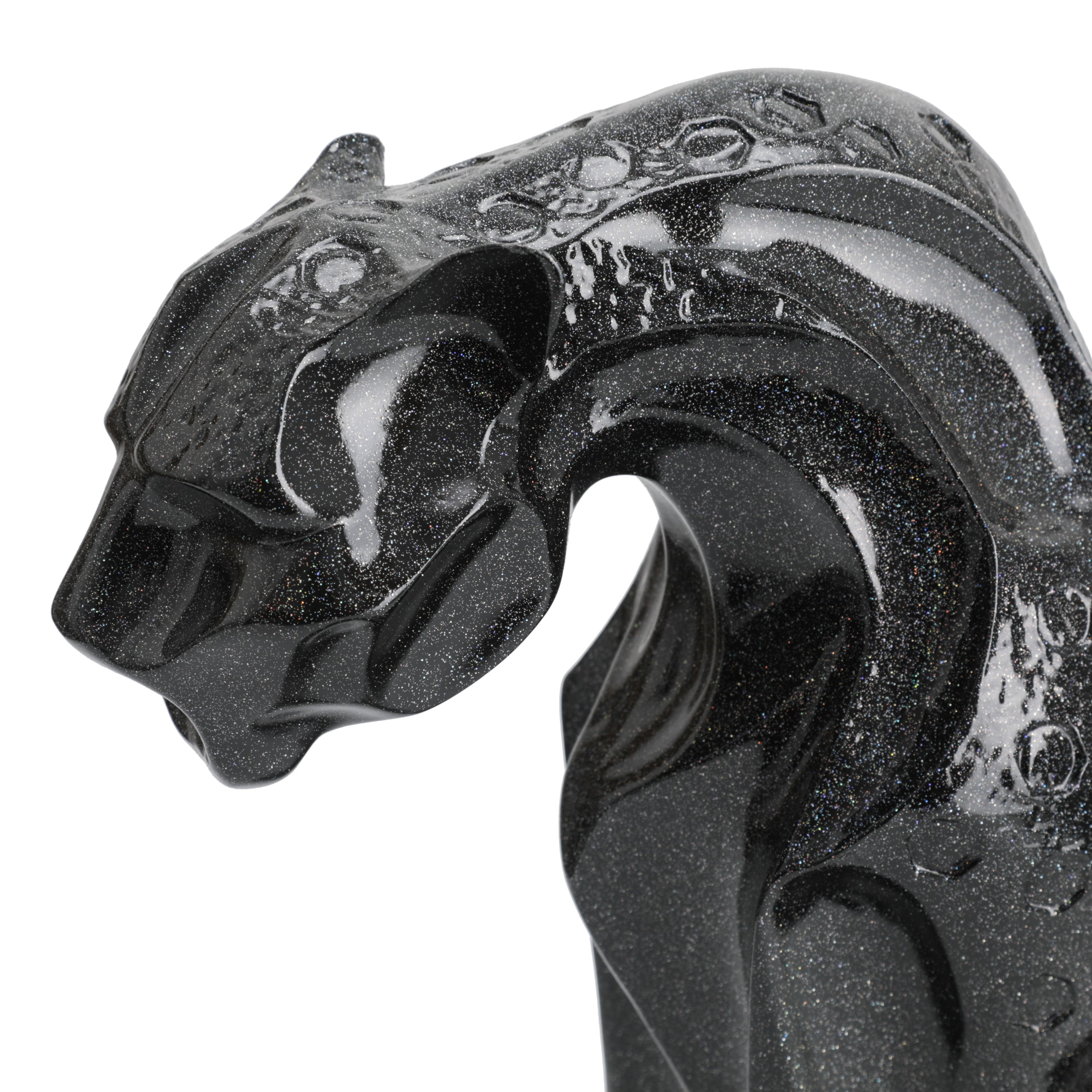Black & Glitter Panther Abstract Table Sculpture - Modern Home Decor, Office Desk Art, Unique Gift for Animal Lovers & Art Collectors - Perfect for Living Room, Study, or Office Display