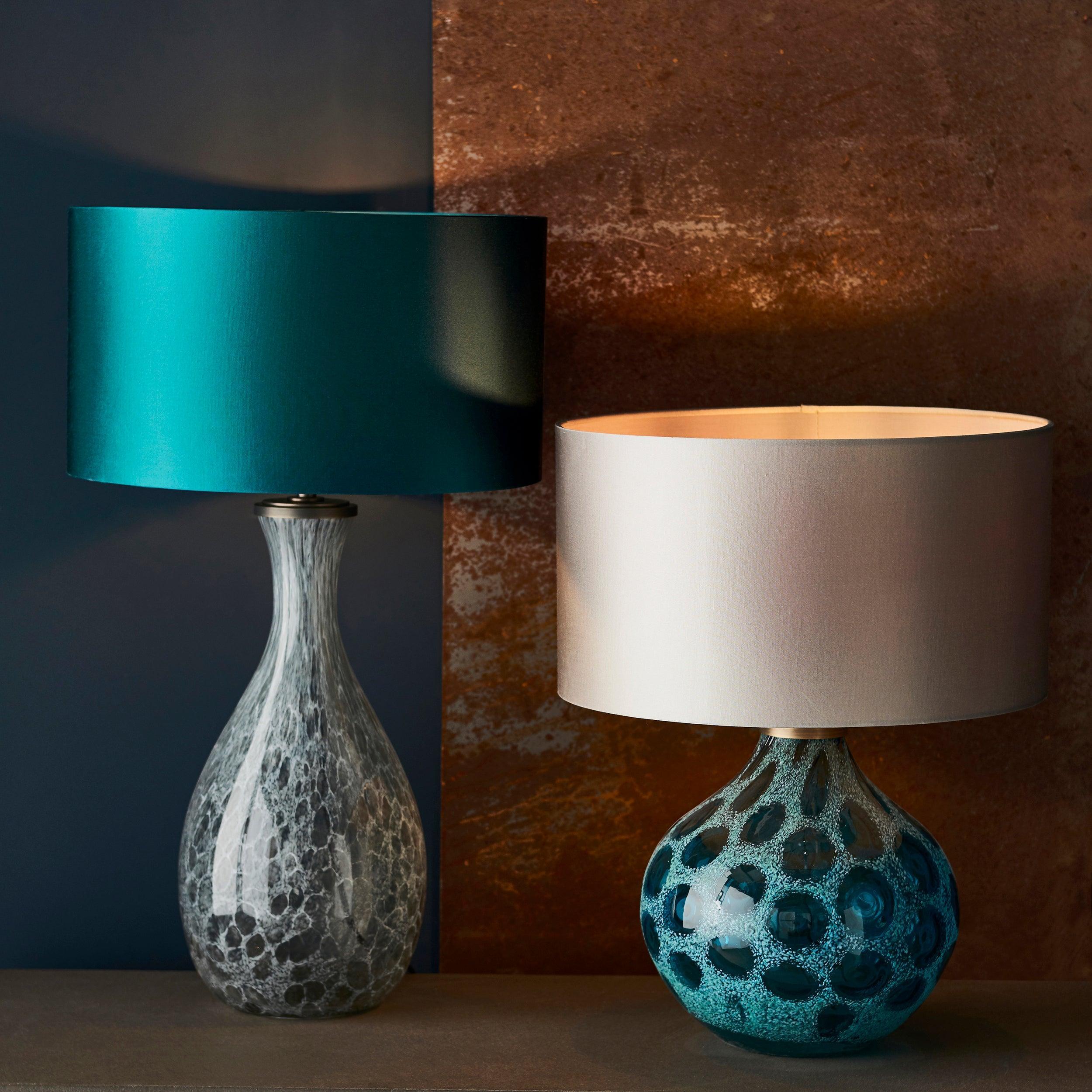 Handmade Aqua Teal Glass Table Lamp Base - Modern Home Decor for Living Room, Bedroom & Office Lighting