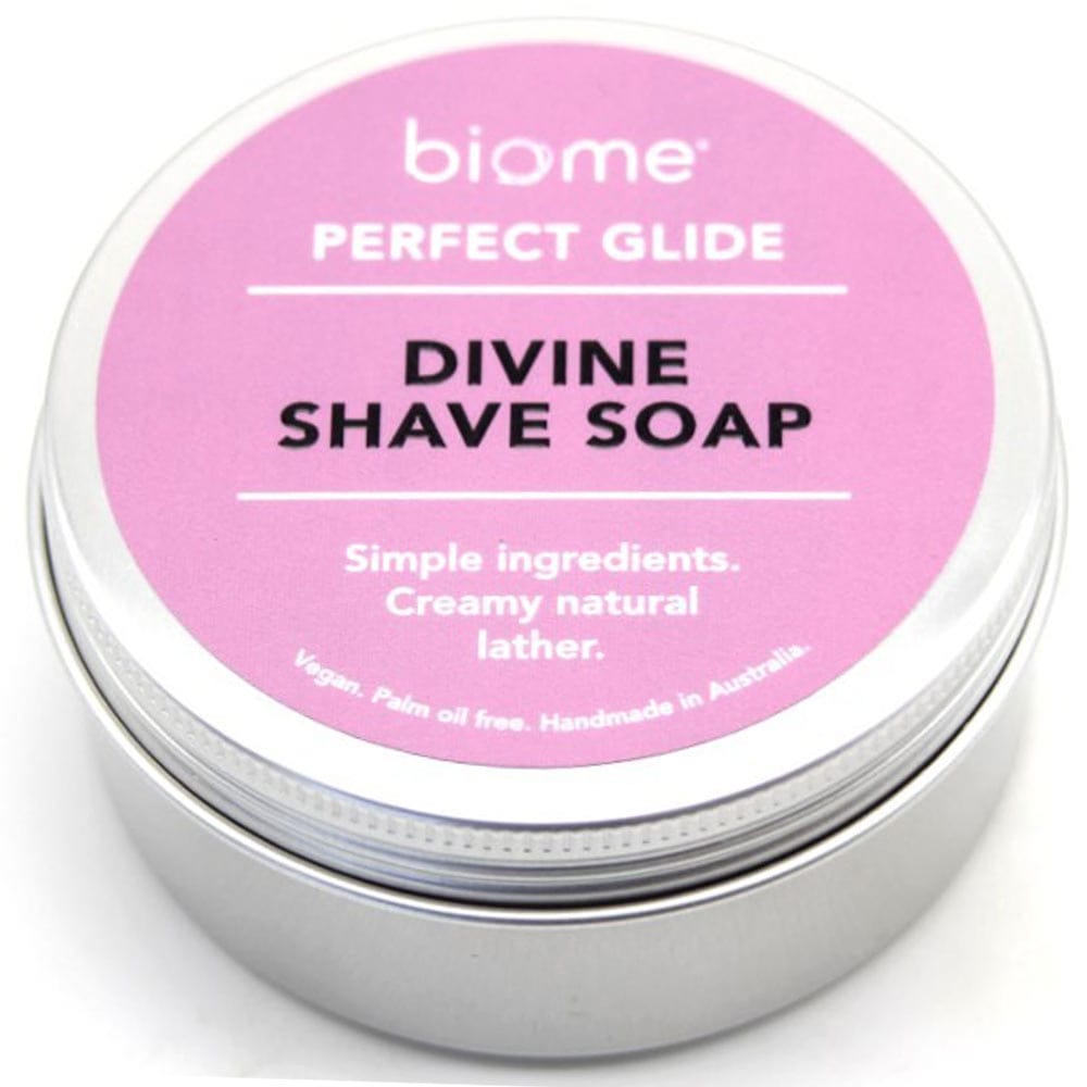 Biome Divine Shave Soap in Tin - 120g Natural Shaving Cream for Men, Organic Beard Softener with Shea Butter - Perfect for Sensitive Skin & Wet Shaving Routine