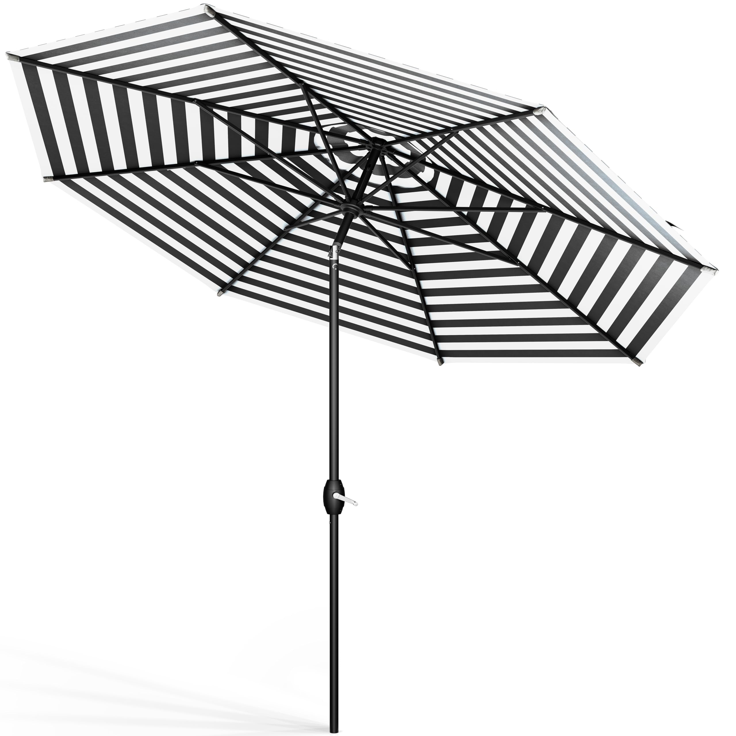 Midtown 9 ft UV-Resistant Zebra Stripe Patio Umbrella - Auto-Tilt Aluminum Frame with Black Pole - Fade-Proof Polyester Fabric for Outdoor, Garden, Pool & Deck Use - Perfect for Sun Protection and Stylish Outdoor Entertaining