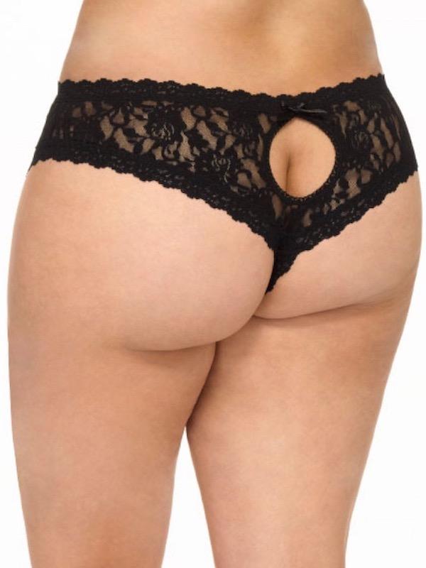 Plus Size Cheeky Bikini Crotchless Panties for Women - Sexy Lingerie Underwear for Curvy Body - Perfect for Boudoir, Role Play & Special Occasions