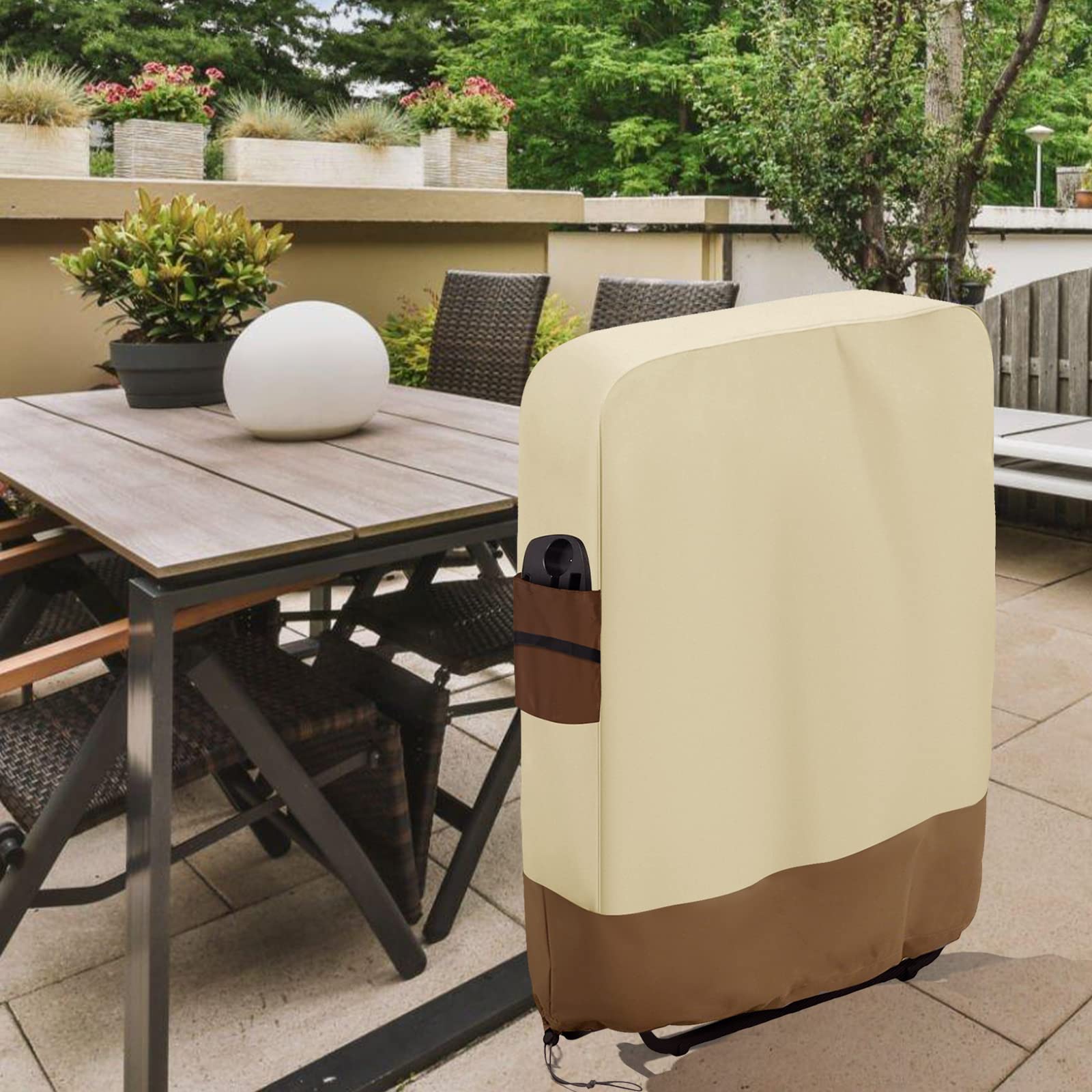 Waterproof Zero Gravity Folding Chair Cover 37x32 Inch - All Weather Resistant Outdoor Patio Furniture Protector for Lawn, Veranda & Reclining Chairs (Beige) | Perfect for Backyard, Poolside & Camping Use