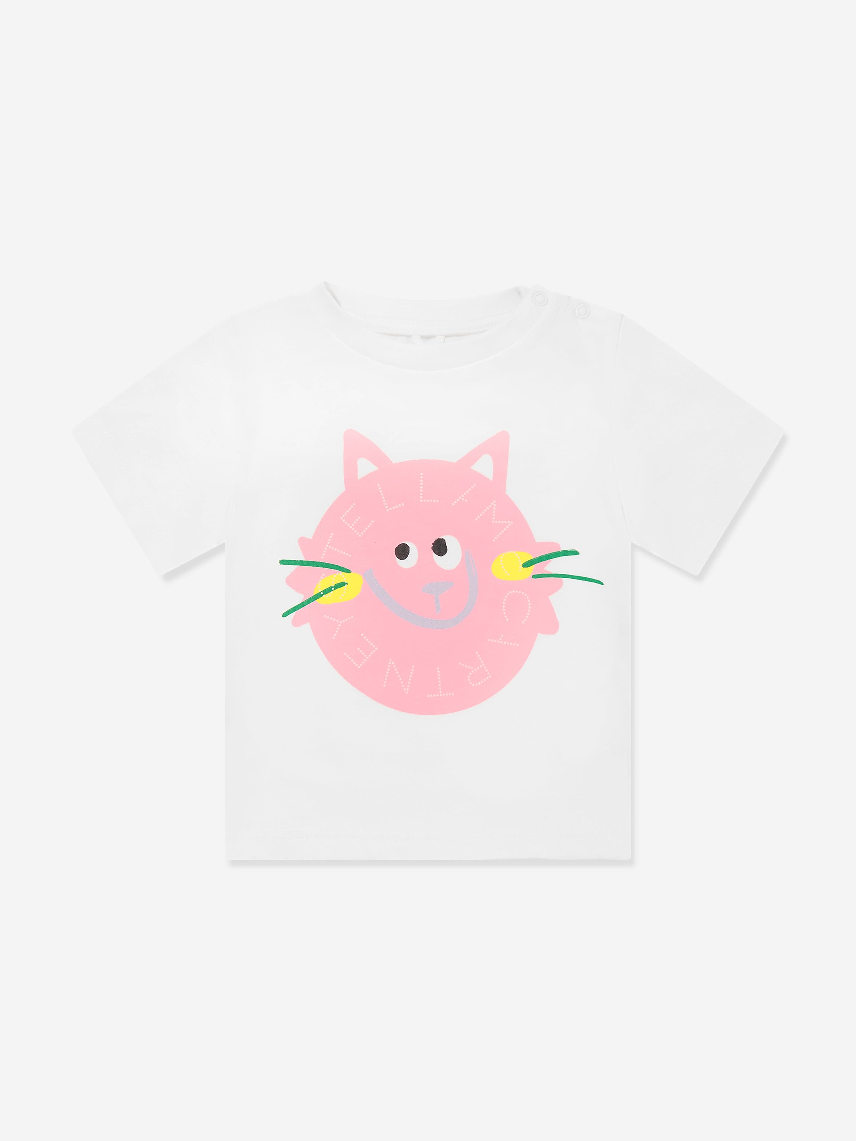 Adorable Cat Logo Baby Girls T-Shirt in Ivory - Soft & Comfortable Cotton Tee for Toddlers, Playdates & Casual Outfits