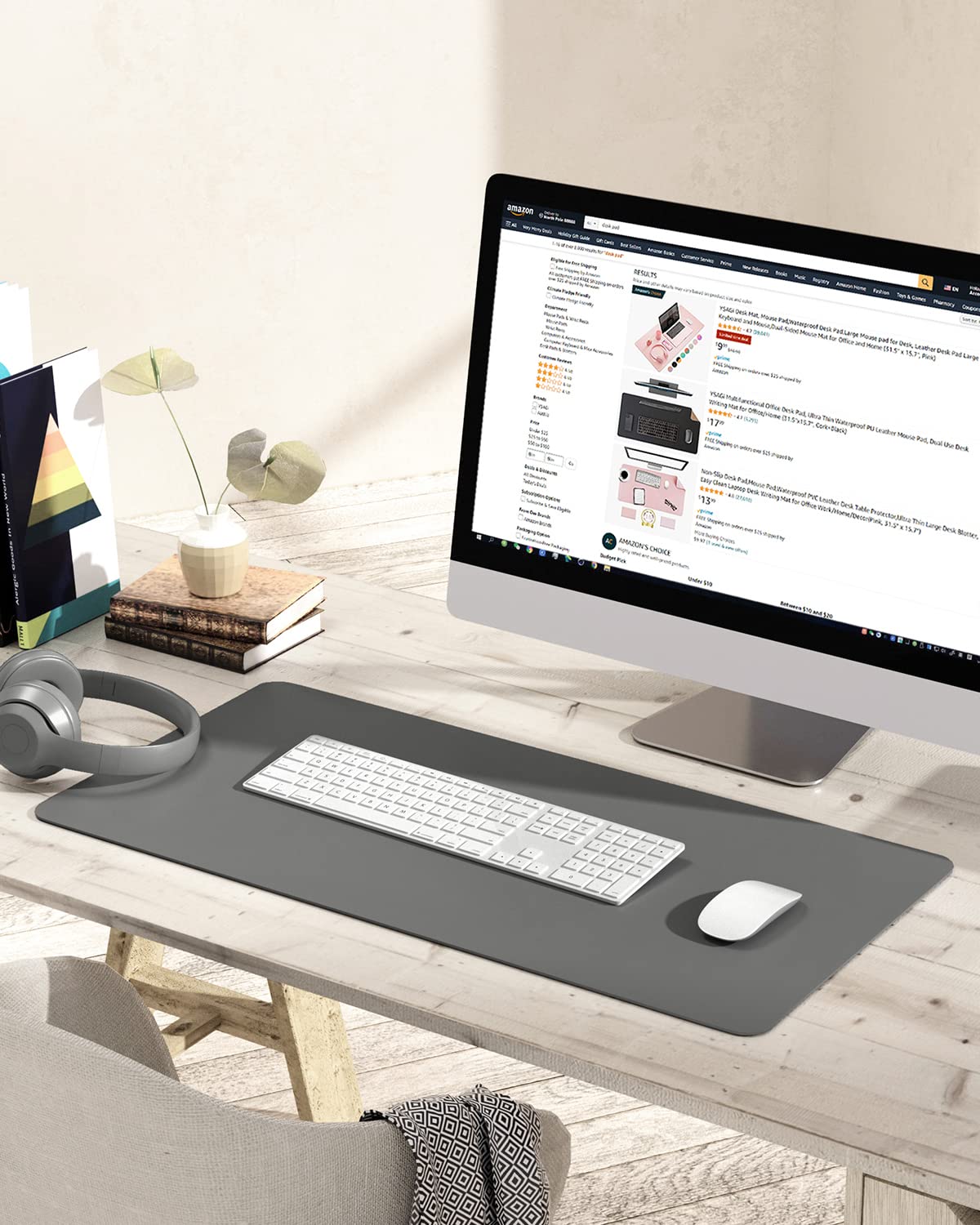 Premium Non-Slip Leather Desk Mat - Waterproof PVC Mouse Pad & Laptop Writing Surface (31.5
