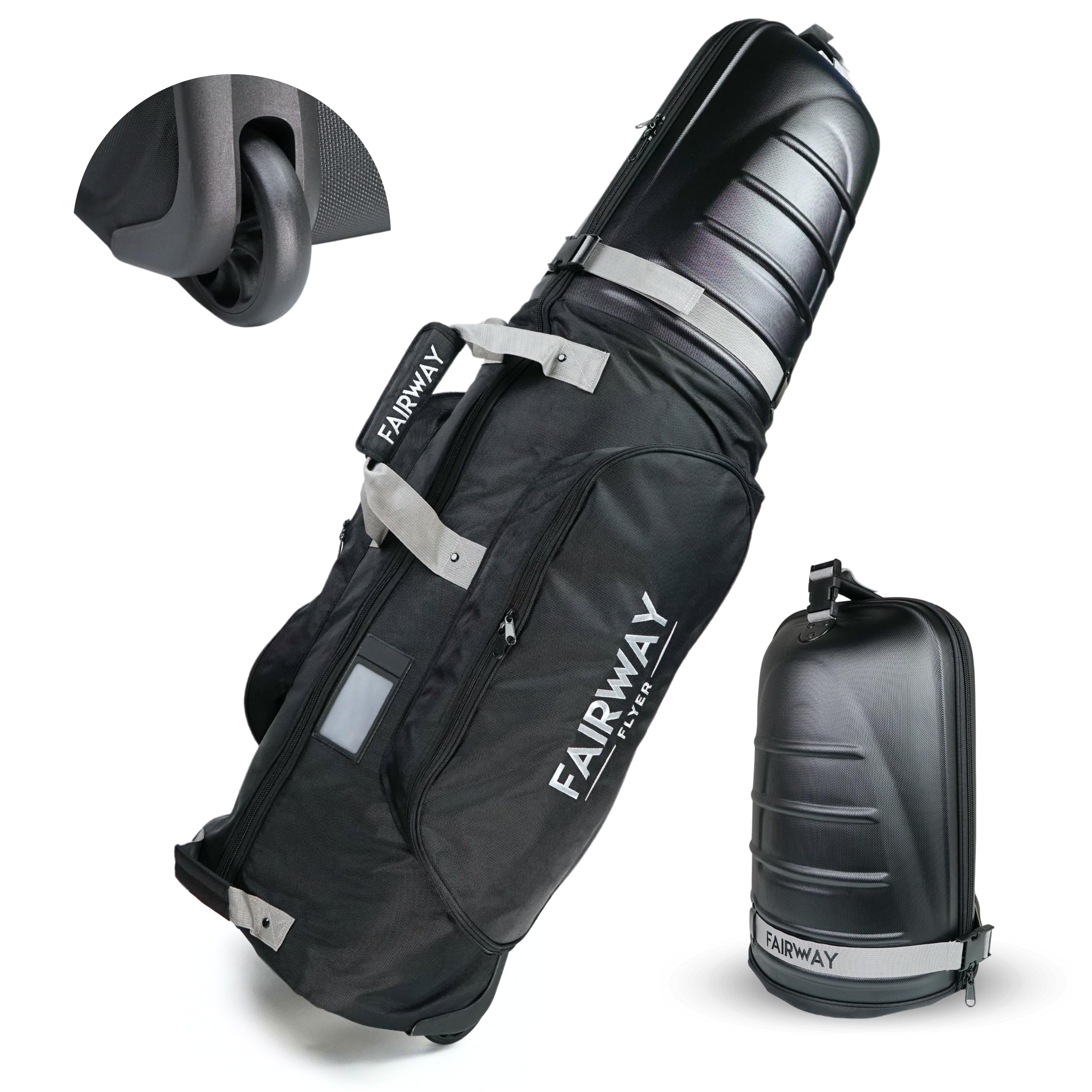 Premium Hard Shell Golf Travel Bag with Wheels - Foldable Airline Approved Golf Club Carrier - Durable & Easy to Maneuver with Dual Zippers & Storage Pockets - Universal Size for All Golf Clubs - Perfect for Air Travel & Golf Vacations