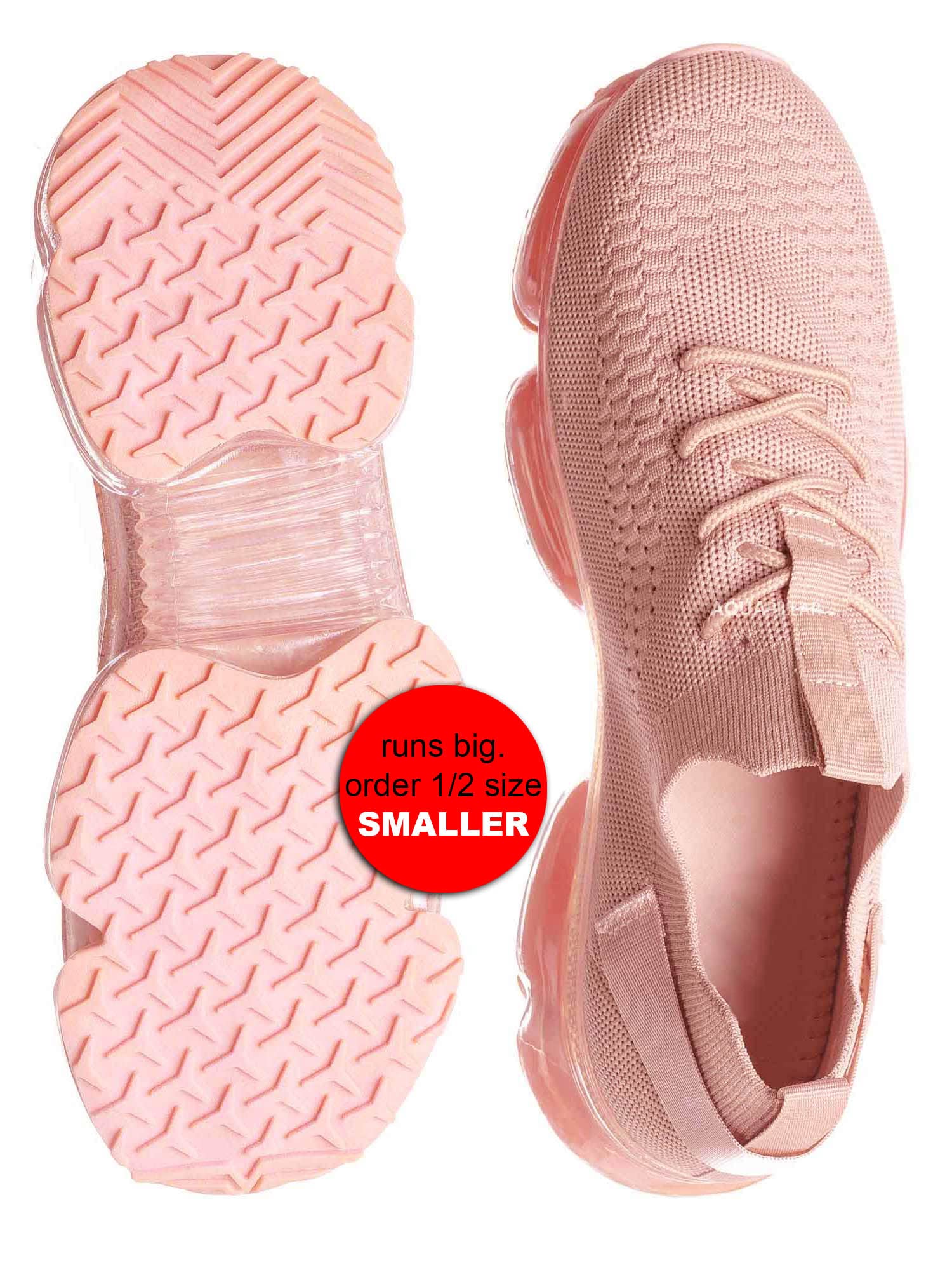 Breathable Stretch Elastic Mesh Sneakers for Women & Men - Comfortable Festival Lace Up Shoes with Rubber Air Bubble Cushion - Perfect for Running, Walking, Gym Workouts and Outdoor Activities