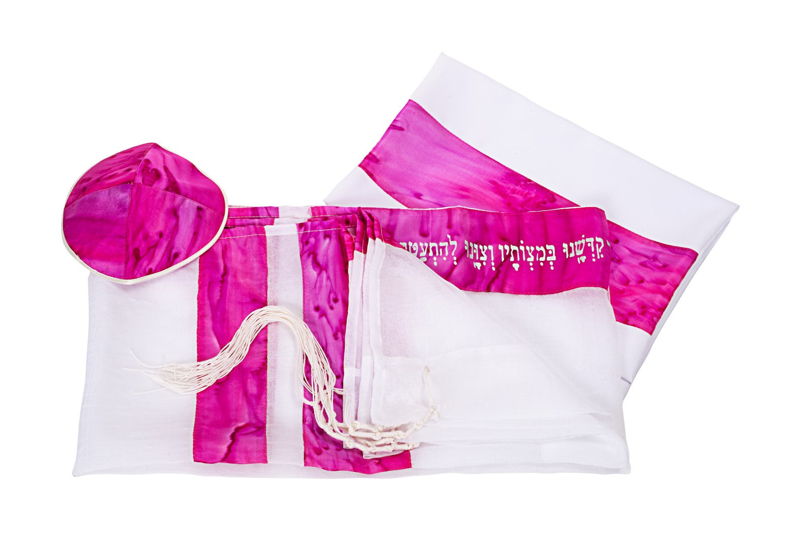 Custom Pink Mix Silk Stripes Tallit Prayer Shawl with Matching Bag - Elegant Jewish Prayer Scarf for Synagogue, Weddings & Religious Ceremonies