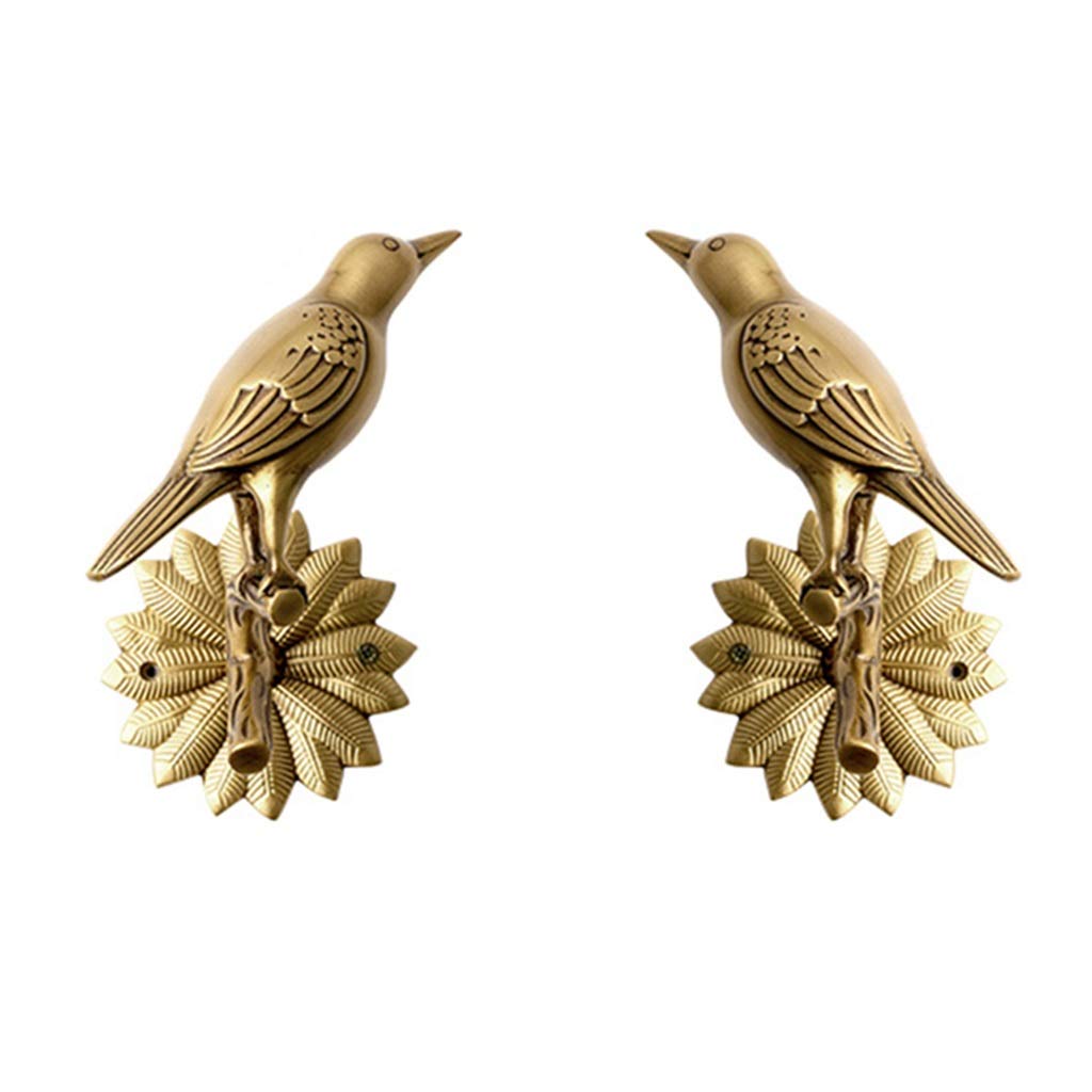 Creative U-Shaped Coat Hook Bird Design - Brass Curtain Holder Strap for Bedroom & Living Room (2Pcs, 16.5x10.5x7cm) - Perfect for Organizing Coats, Hats & Curtains in Home Decor