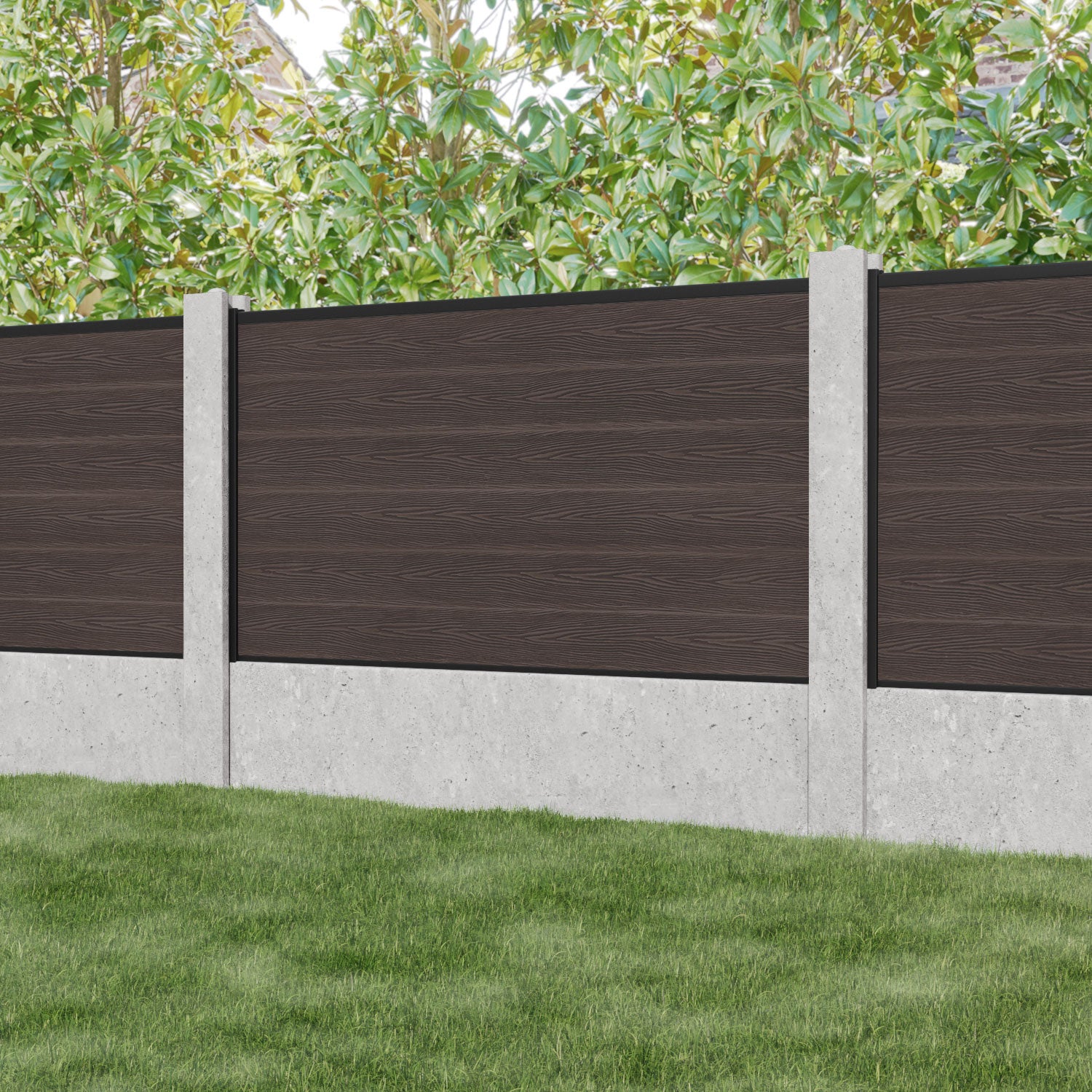Classic Mid Brown Fence Panel for Concrete Posts - Durable Outdoor Privacy Fence for Backyard, Garden, and Property Boundaries