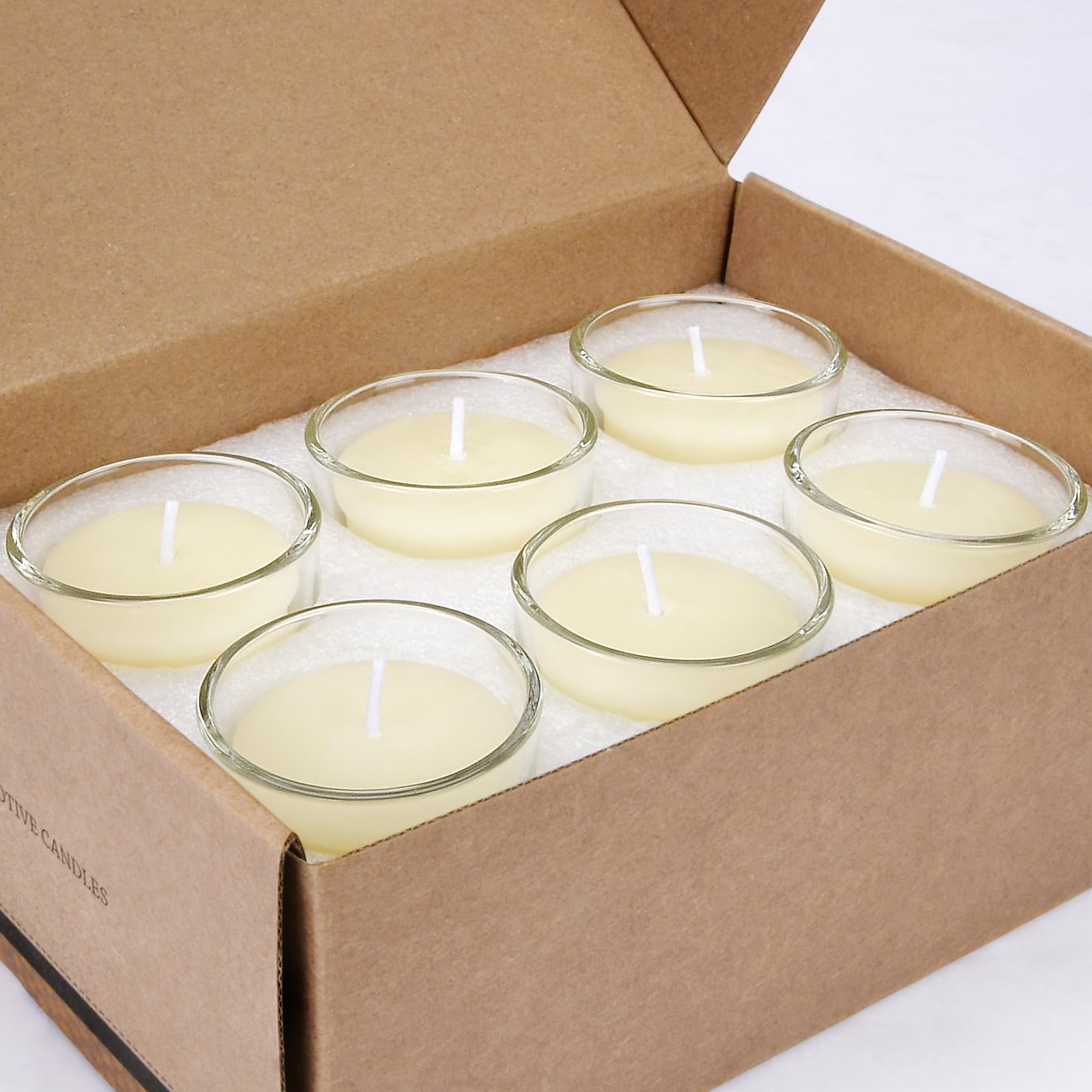 Natural White Beeswax Votive Candles - 6 Pack Set in Glass Cups | Eco-Friendly, Unscented, Hand-Poured for Home Decor, Wedding, Party, Spa & Romantic Ambiance | Perfect for Centerpieces, Aromatherapy & Relaxation