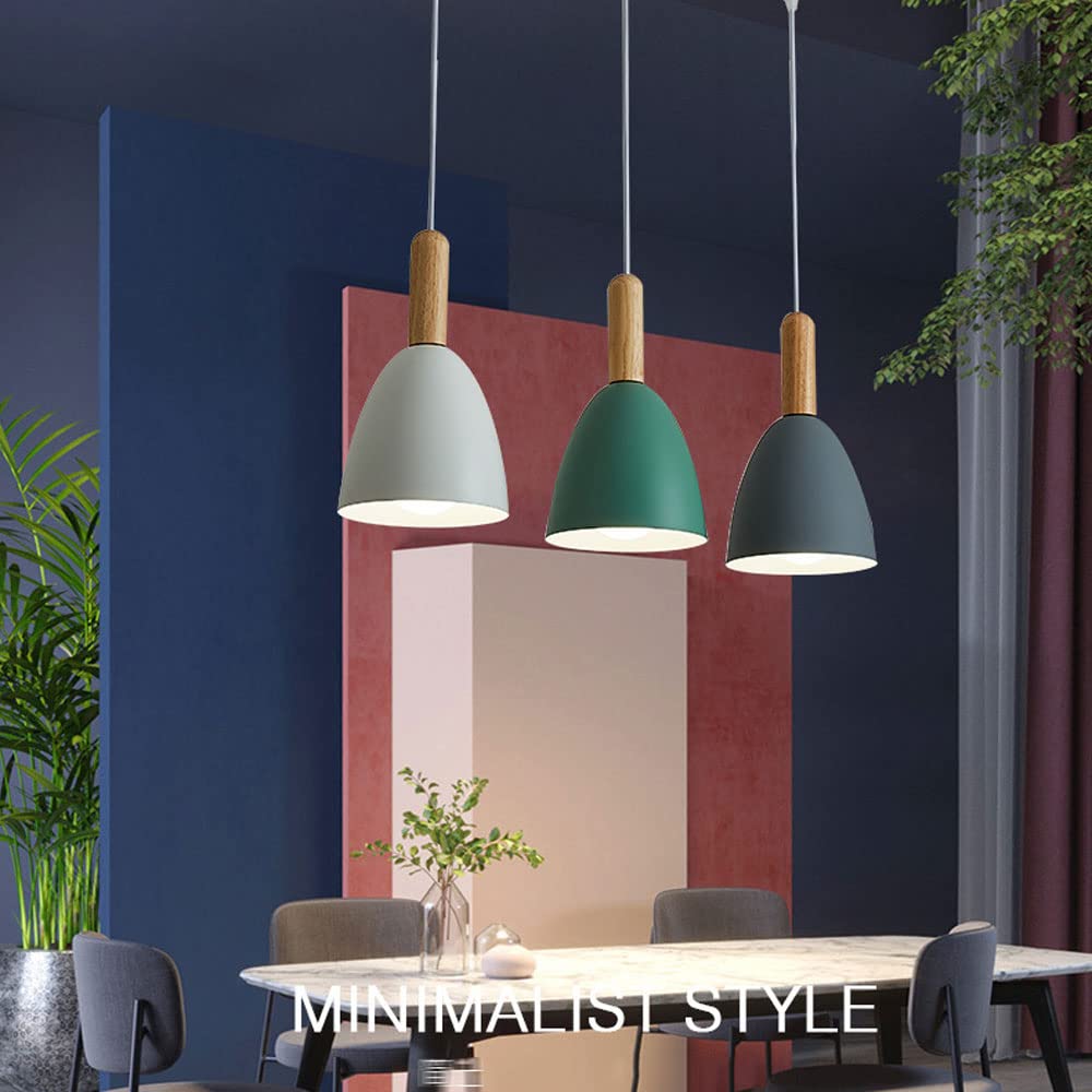 Modern 3-Light Nordic Wooden Pendant Chandelier - Adjustable Hanging Light Fixture with Metal Accents for Kitchen Island, Dining Room & Living Room Ceiling Mount | Perfect for Farmhouse, Scandinavian & Industrial Home Decor