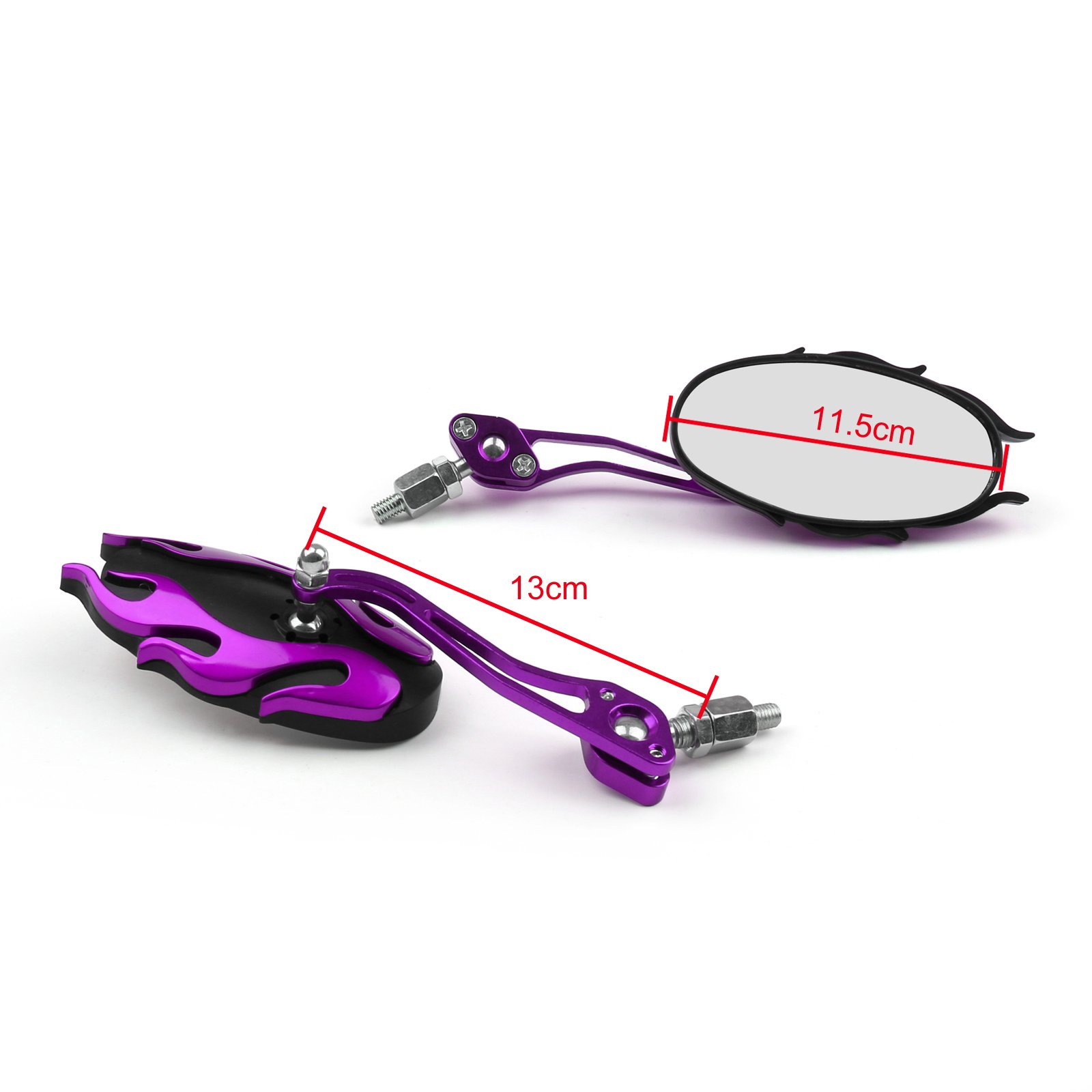 Universal 8mm/10mm Motorcycle Rearview Mirrors - Adjustable Purple Safety Mirrors for Harley, Honda, Yamaha & More - Perfect for Cruisers, Touring Bikes & Street Motorcycles