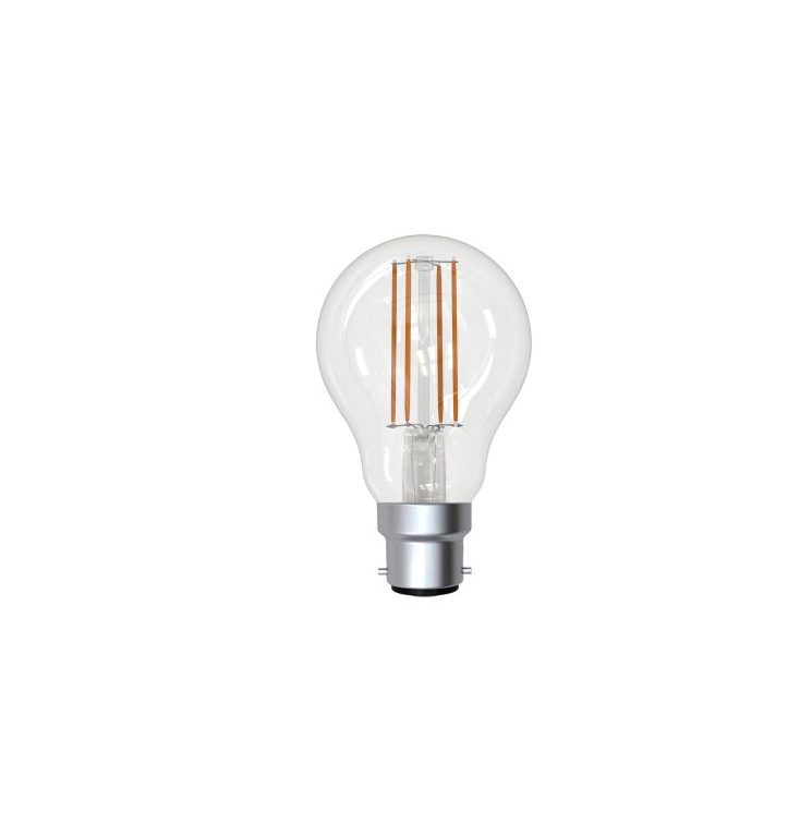 9W B22 A60 Daylight Clear Dimmable LED Light Bulb - Energy Efficient Bright White Light for Home, Office, and Living Room Lighting