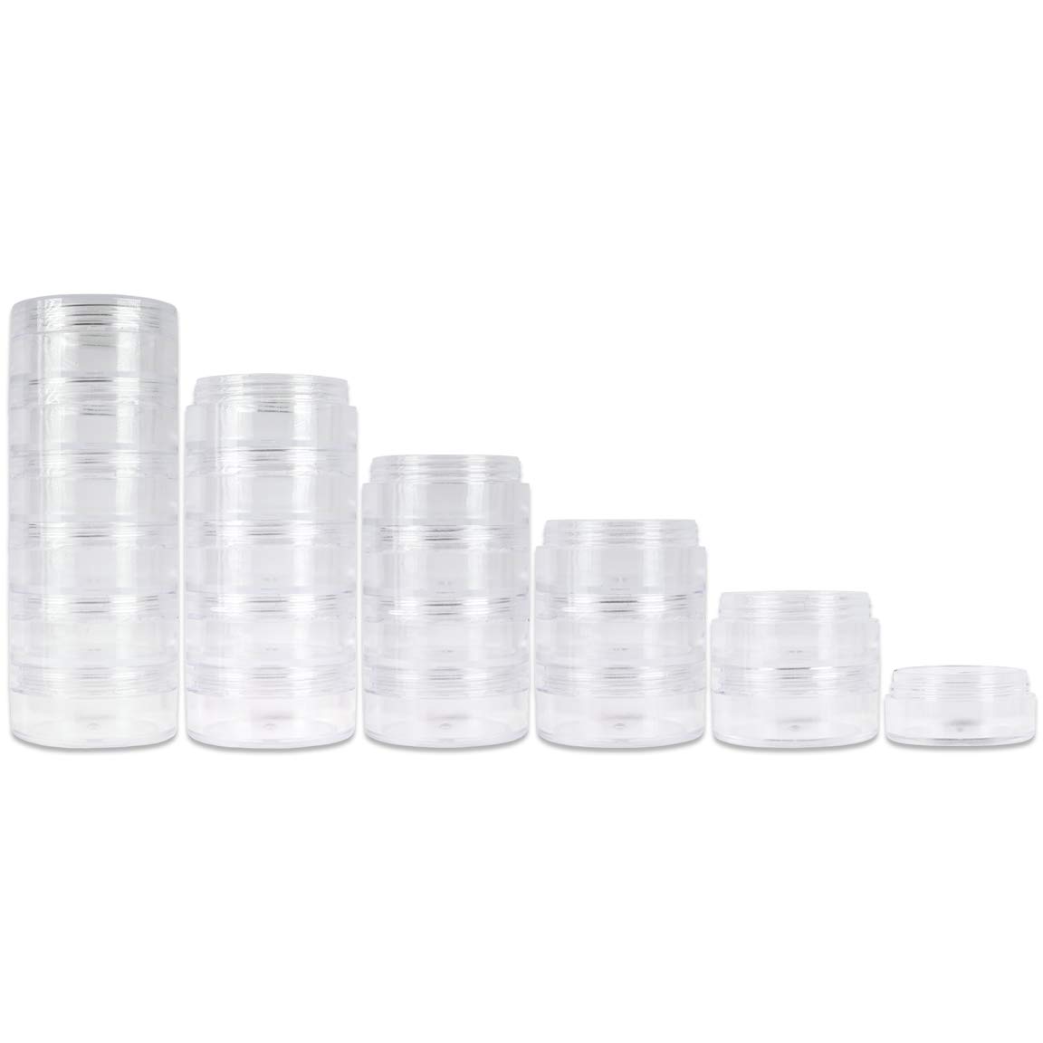 Beauticom® 36 Pack (216 Pieces) 10G/10ML Clear Round Stackable Reusable Plastic Jars for Organizing Art Supplies, Office Stationery, Workshop Tools, Makeup & Beauty Products - Perfect for Craft Rooms, Vanity Tables & DIY Storage Solutions