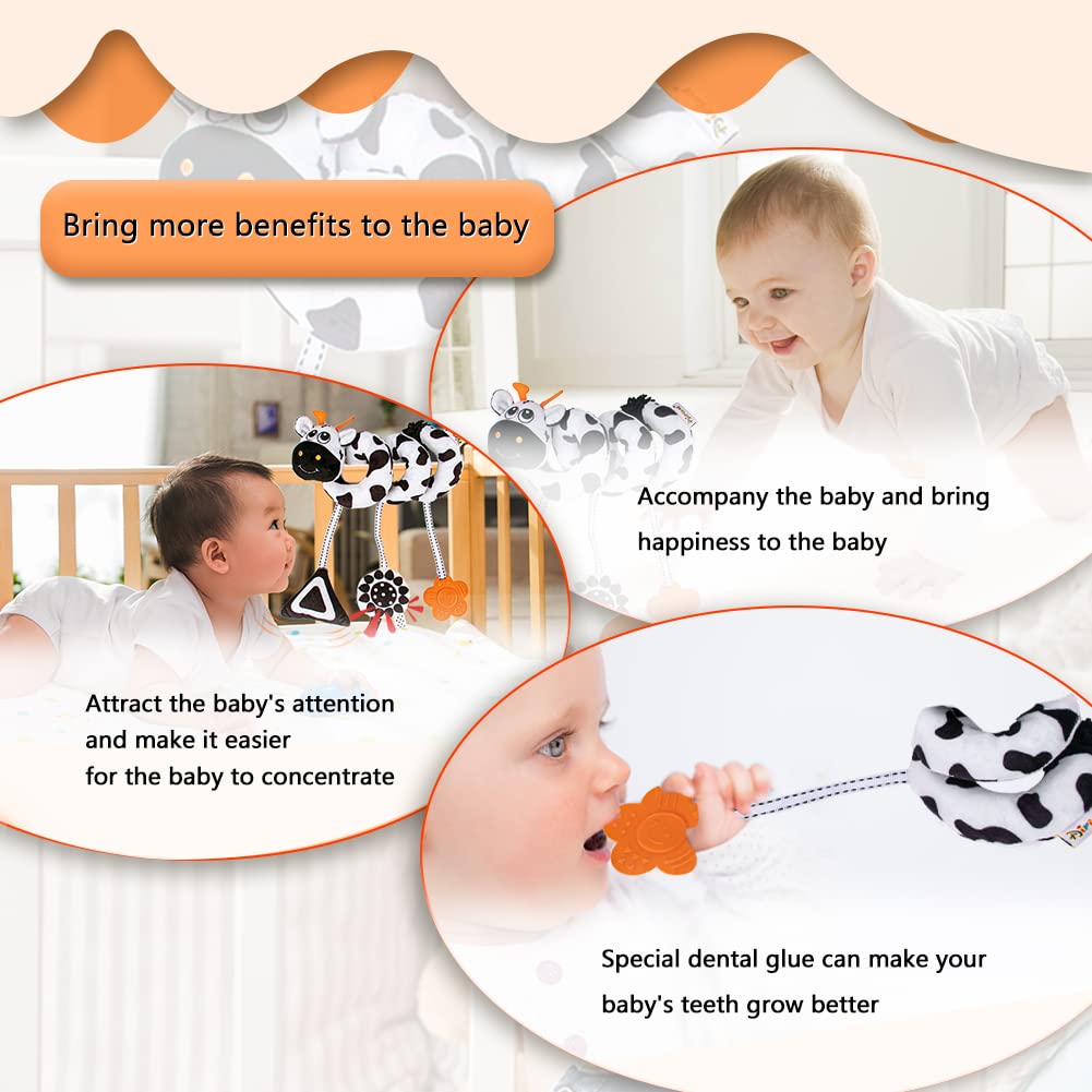 **Soft Spiral Plush Hanging Toys for Baby Car Seat & Stroller - Safe & Movable Infant Toys for 0-6 Months - Perfect for Crib Rails, Cradles & Travel**