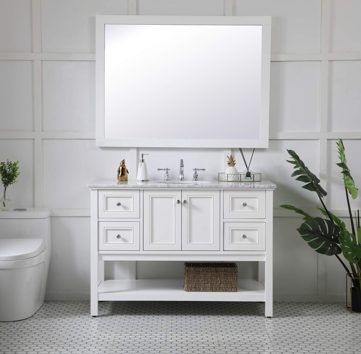 48 Inch White Aqua Rectangle Vanity Mirror - Perfect for Bathroom, Bedroom & Makeup Station with LED Lighting