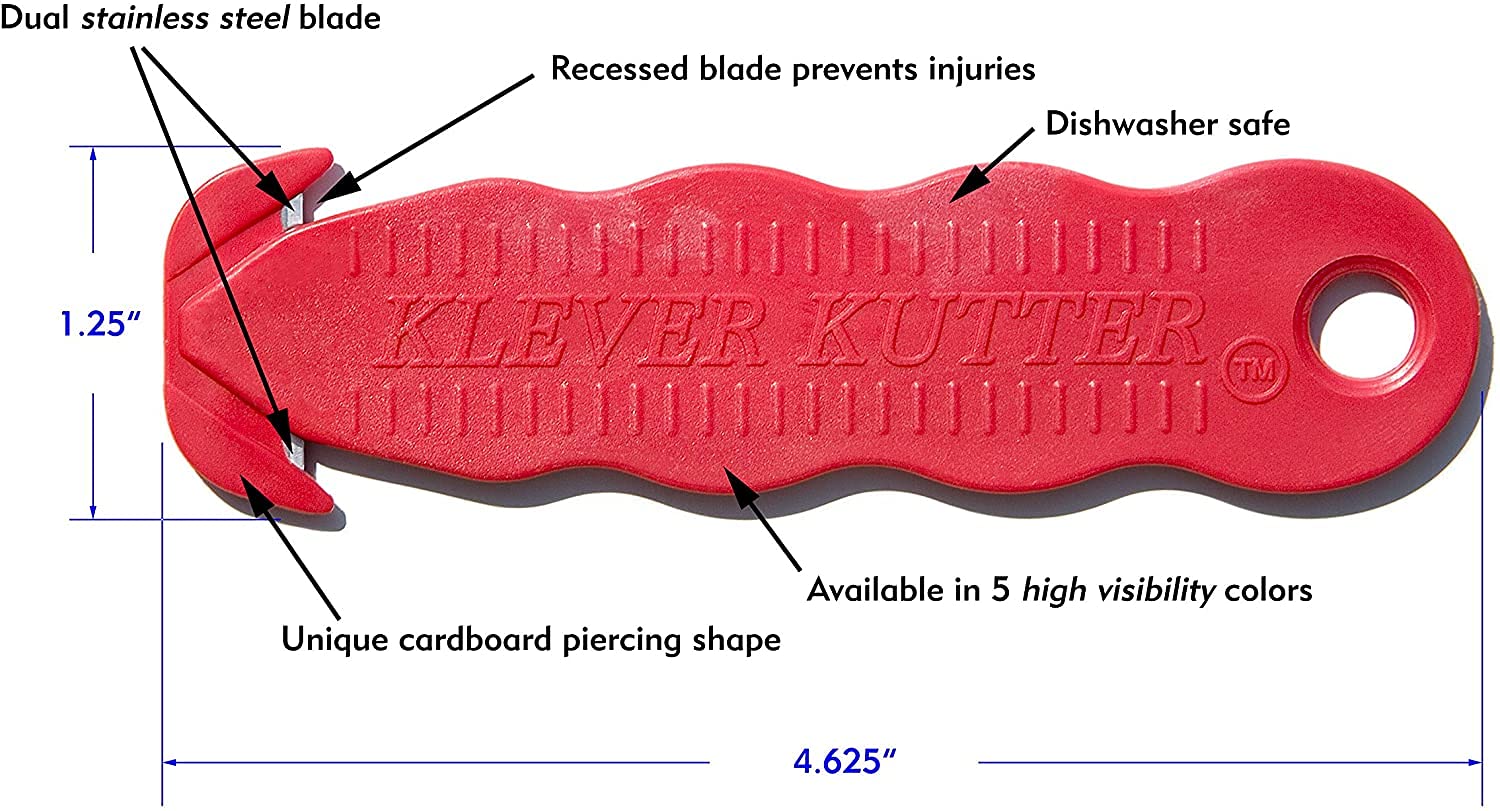 100 Pack Klever Kutter Safety Box Cutter Utility Knife - Carbon Steel Blade, Safety Package Opener Tool for Cardboard, Shipping Boxes & Warehouse Use - Heavy Duty Box Cutter Value Pack (100, Orange) - Perfect for Home, Office & Industrial Packaging Needs
