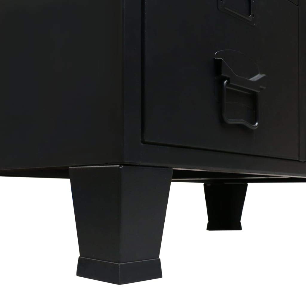 vidaXL Black Wardrobe - Industrial Metal Closet with Adjustable Shelves & Drawers, Name Card Holders - Sturdy & Easy Assembly for Bedroom, Office or Dorm Organization