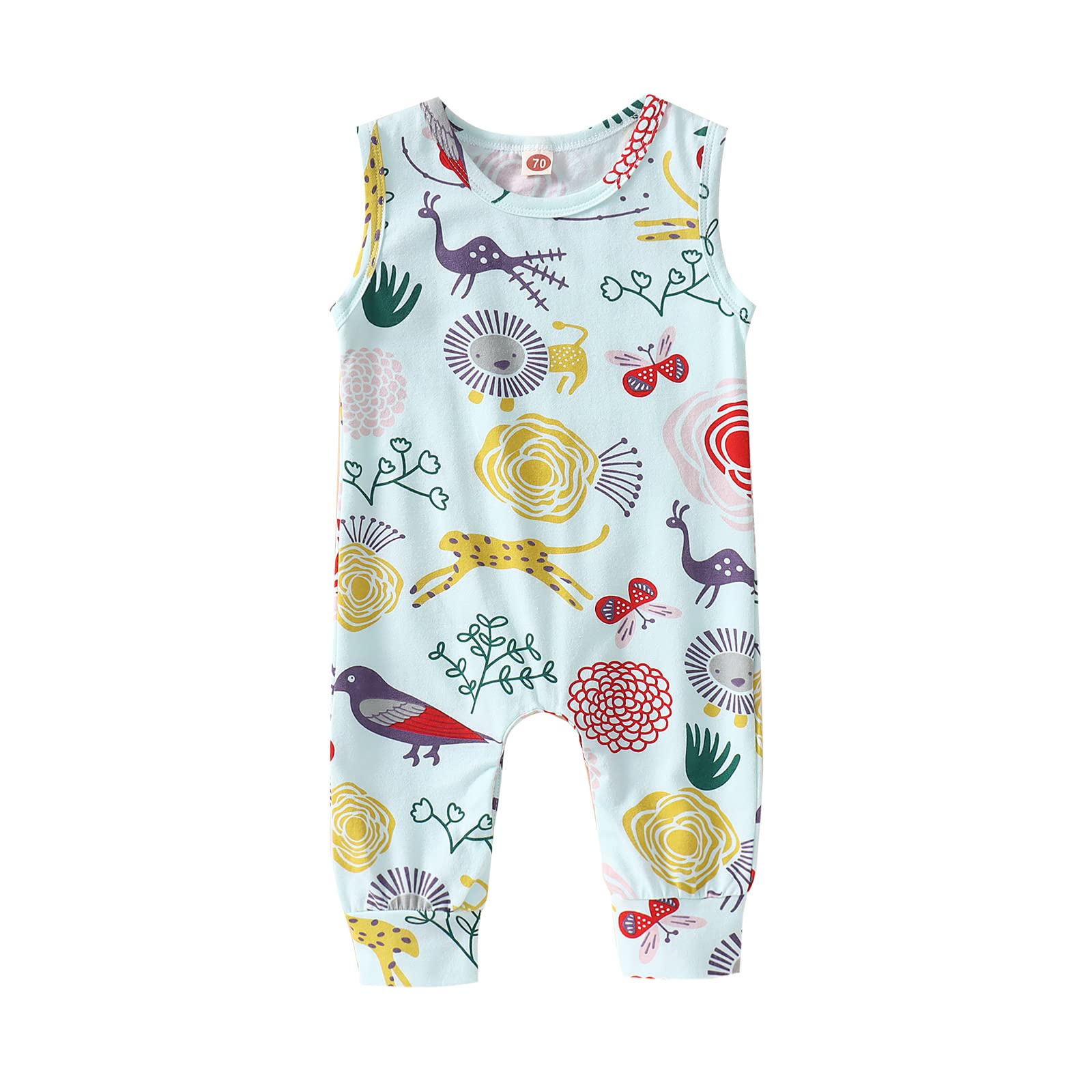 Adorable Floral Sleeveless Romper Jumpsuit for Baby Girls - Soft Cotton Summer Outfit | Perfect for Playdates, Beach Trips & Photo Shoots