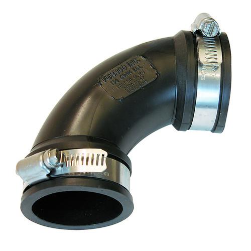 Fernco QL-200-2 90 Degree Quick Connect Flexible PVC Elbow for Plumbing & Drainage - Perfect for DIY Home Repairs, Pipe Connections & Wastewater Systems