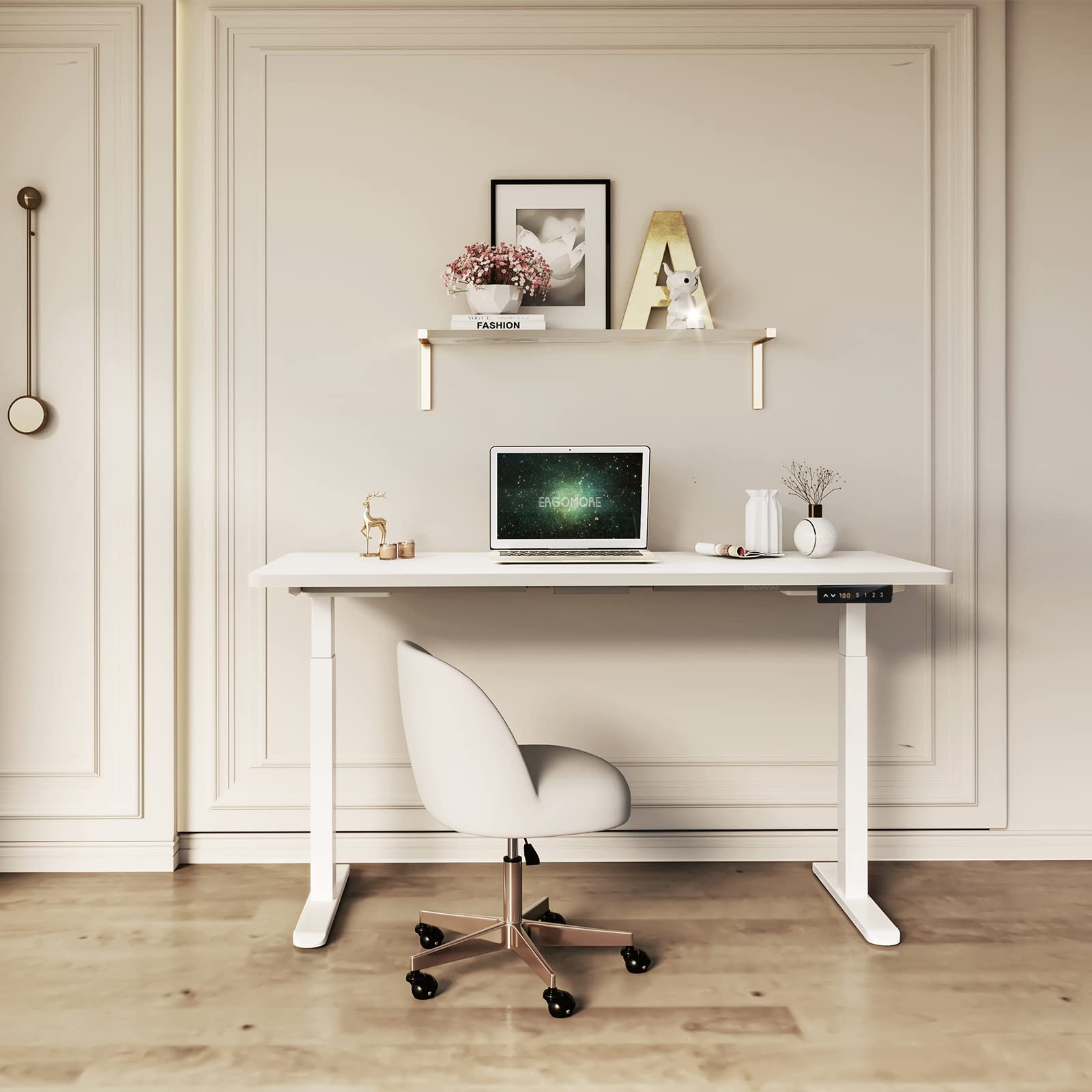 Dual Motor Electric Standing Desk Frame - Adjustable Height Desk Legs with 3 Memory Presets, 2 USB Ports & Heavy Duty Design | Perfect for Home Office, Gaming Setup & Workstation (White Frame)