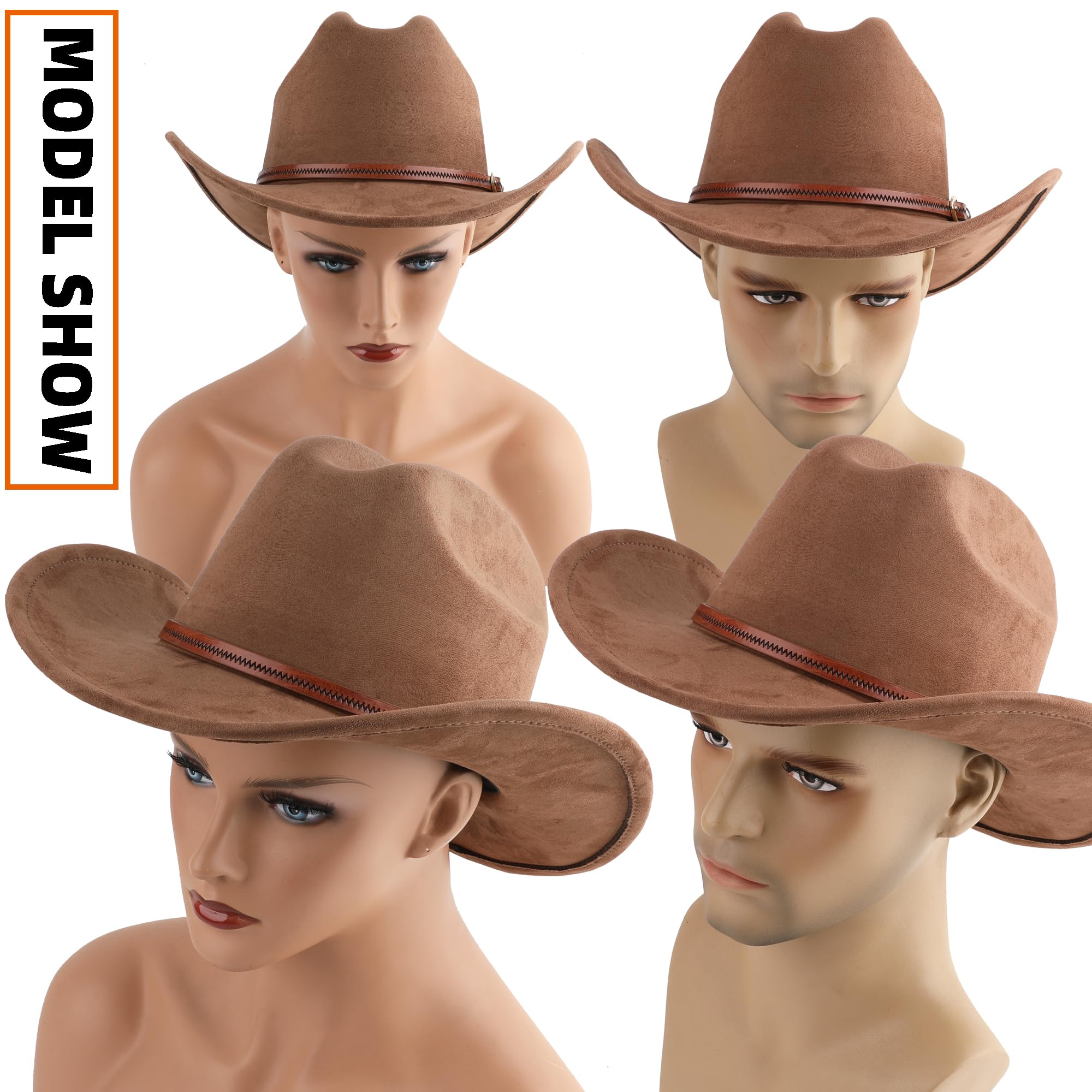 Stylish Cowboy Hat for Women & Men - Wide Brim Western Cowgirl Hat for Rodeo, Country Music Festivals & Outdoor Adventures
