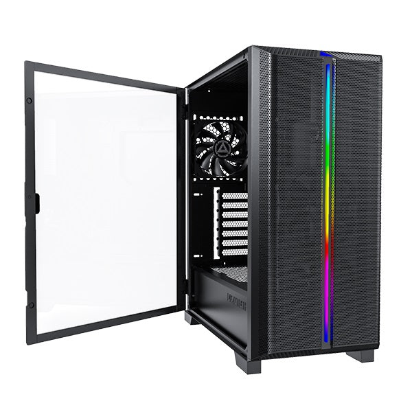 Montech Sky One Lite MESH TG ATX Mid Tower PC Case - ARGB Front Panel, 3 Pre-Installed 120mm Fans, USB Type-C Port | High Airflow Gaming Computer Case for Home & Office Builds