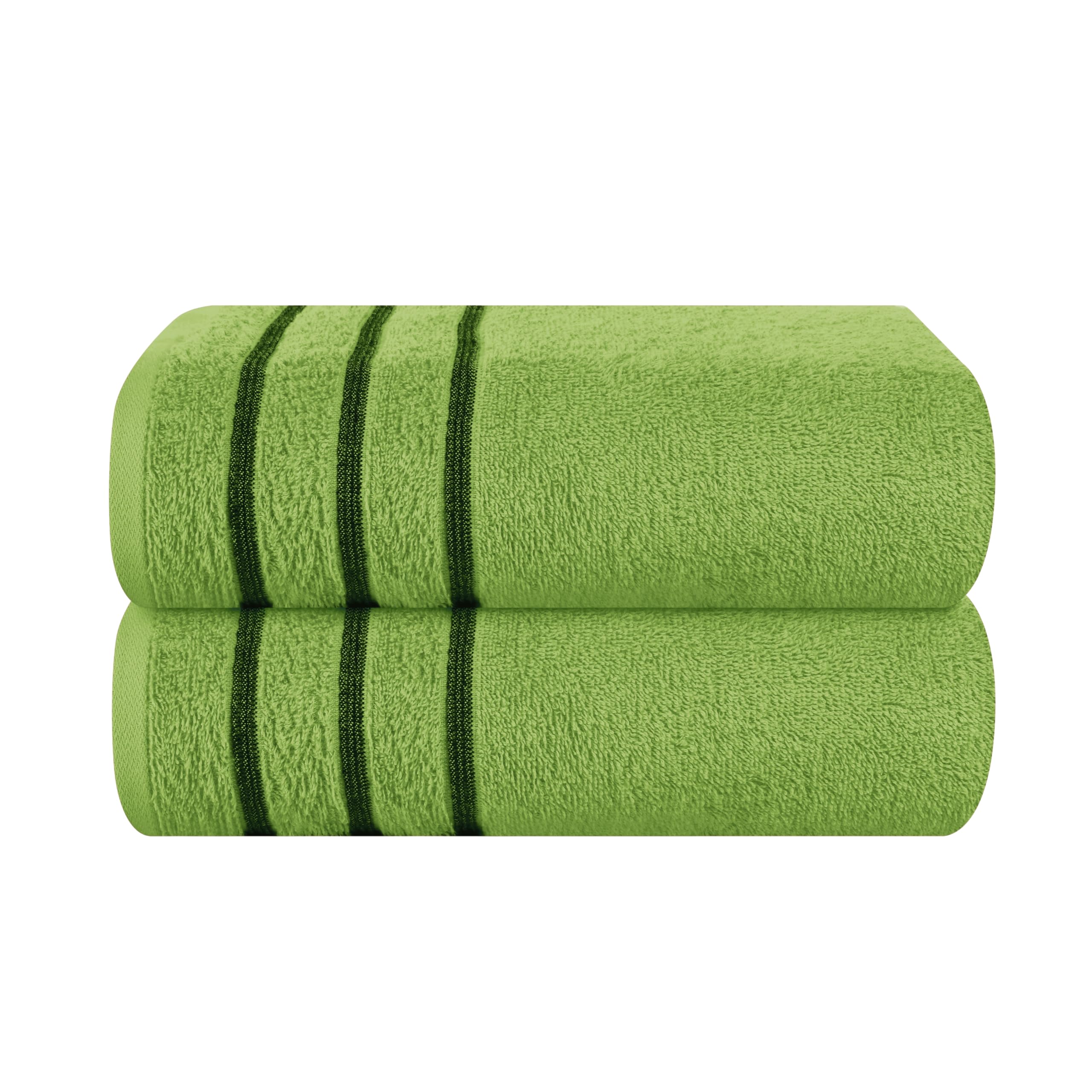 Premium 2-Pack Cotton Oversized Bath Towels 28x55 Inches - Ultra Absorbent, Quick-Dry & Lightweight Large Bath Towel Set for Gym, Travel, Camping, Pool & Spa - Kiwi Green (71622) - Perfect for Beach, Yoga & Home Use