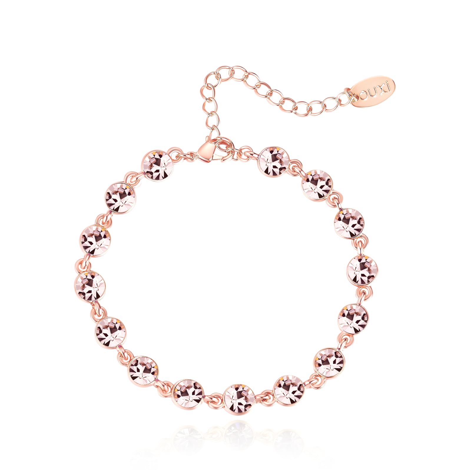 Elegant Rose Gold Bracelets for Women - 18K Gold Plated Cubic Zirconia Link Chain Jewelry Gift for Christmas, Mother's Day, Birthday, Wedding & Valentine's Day | Perfect for Date Nights, Office Wear & Special Occasions