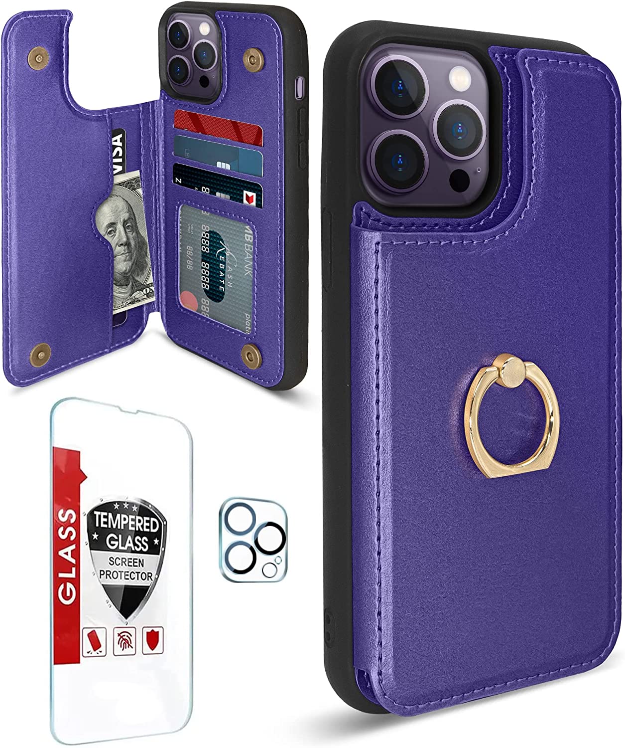 iPhone 14 Pro Max Wallet Case with Card Holder - Military Grade Protection, Flip Cover in Pink - Perfect for Everyday Use & Travel Accessories