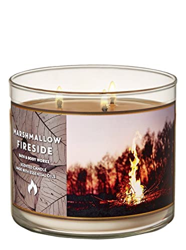 Bath & Body Works 3-Wick Candle - Marshmallow Fireside Scent | Long-Lasting Fragrance for Home, Relaxation & Cozy Evenings